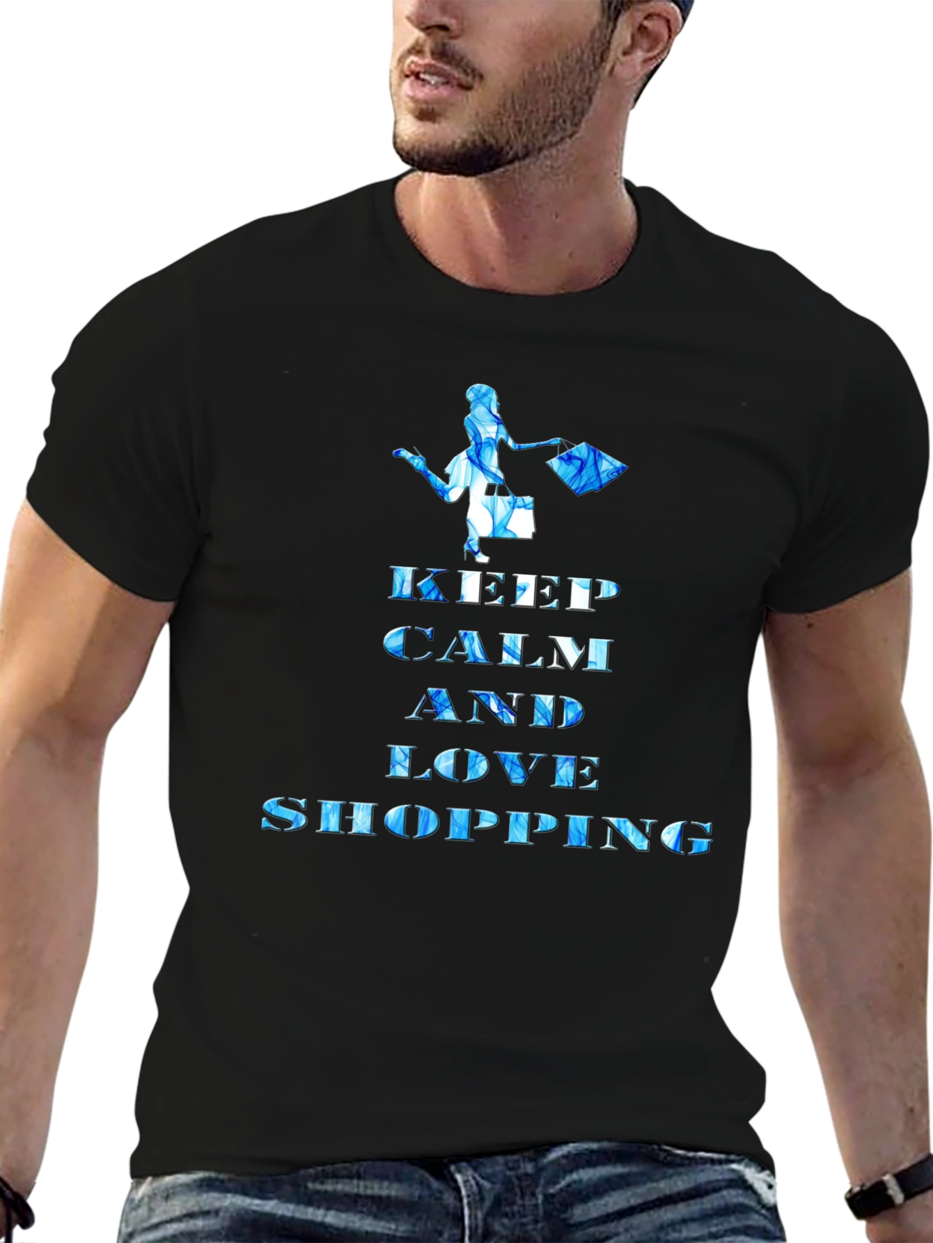 Keep Calm and Love Shopping Black T-Shirt