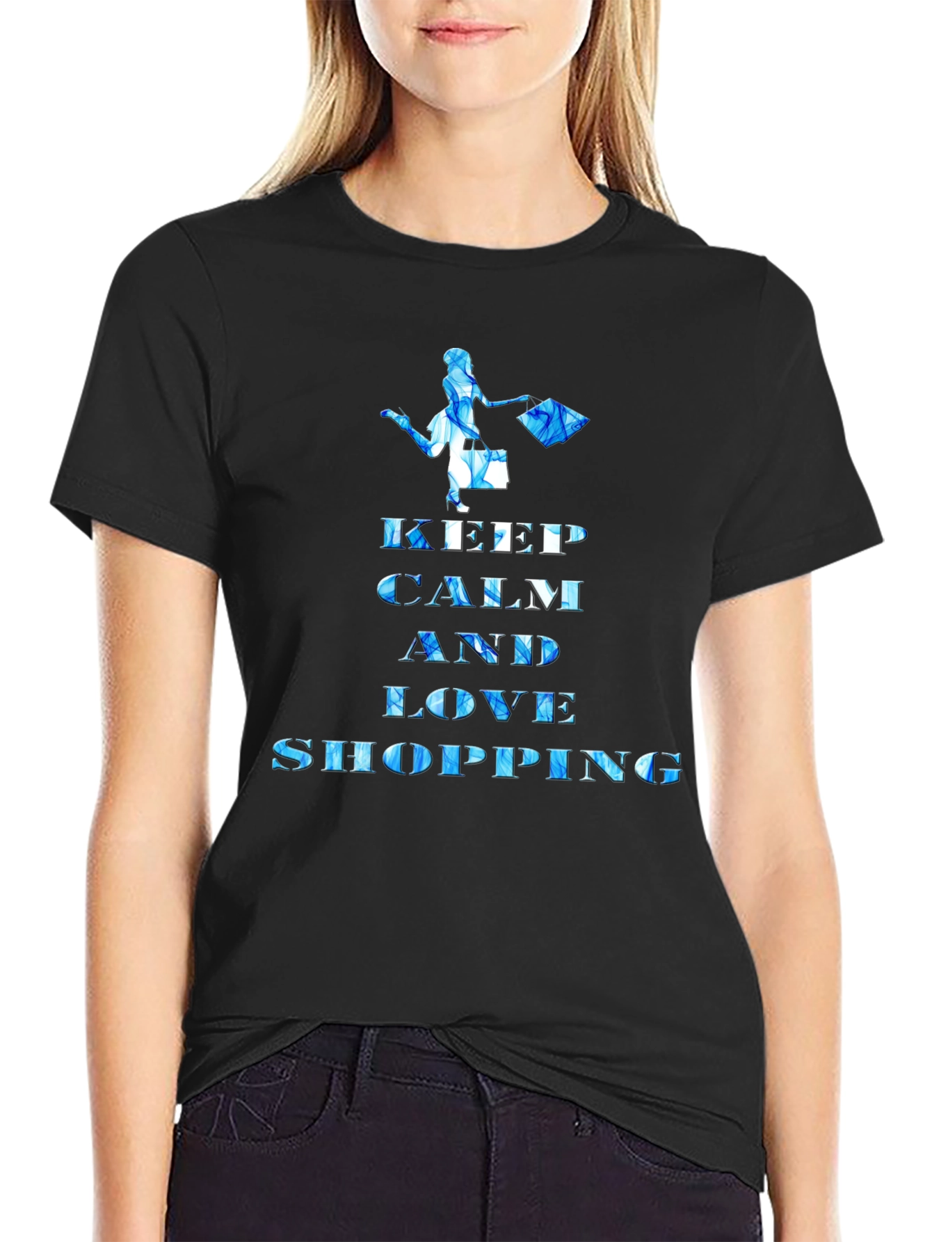 Keep Calm and Love Shopping Black T-Shirt