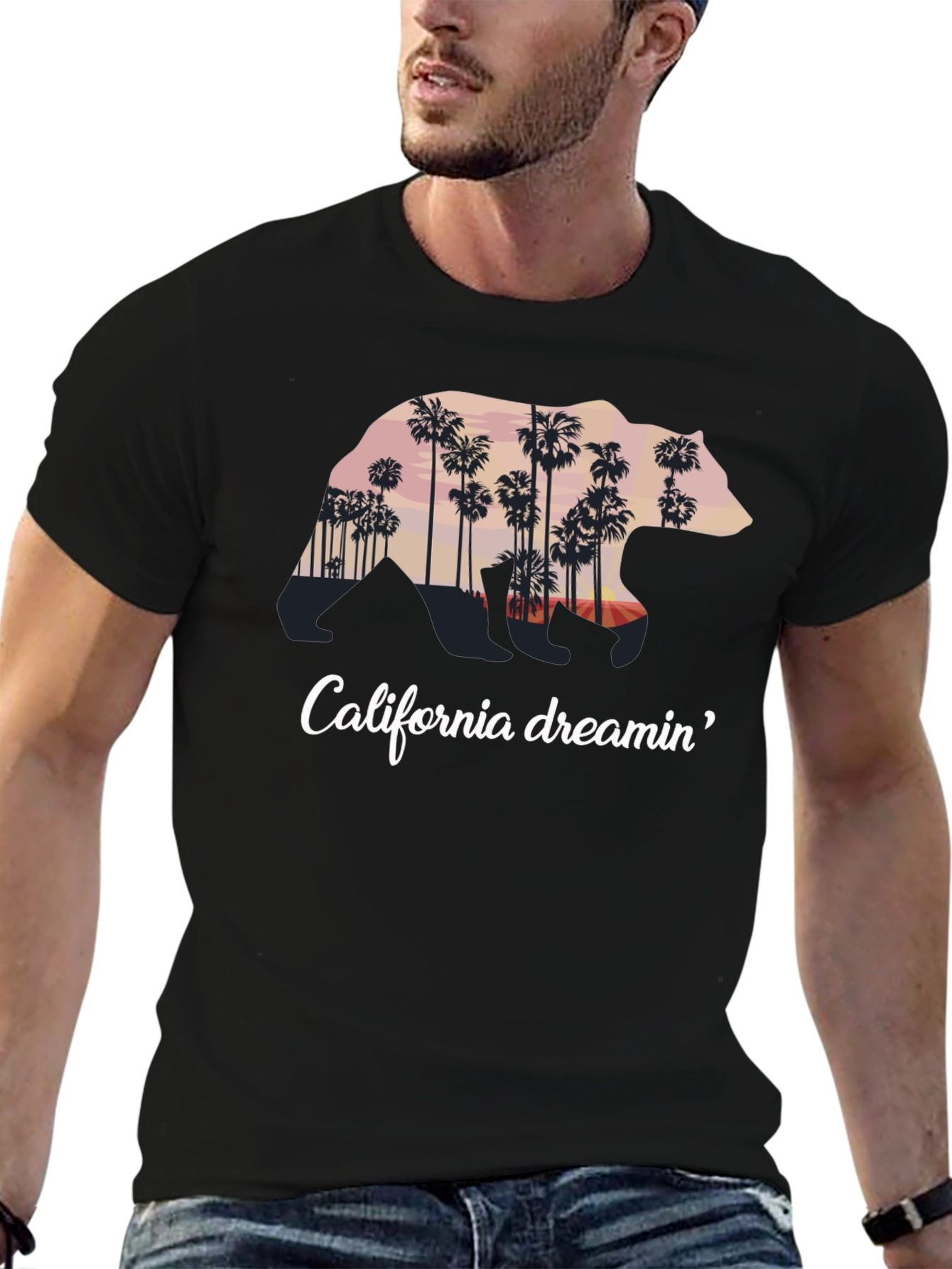 California Dreamin Bear Graphic Tee - Black