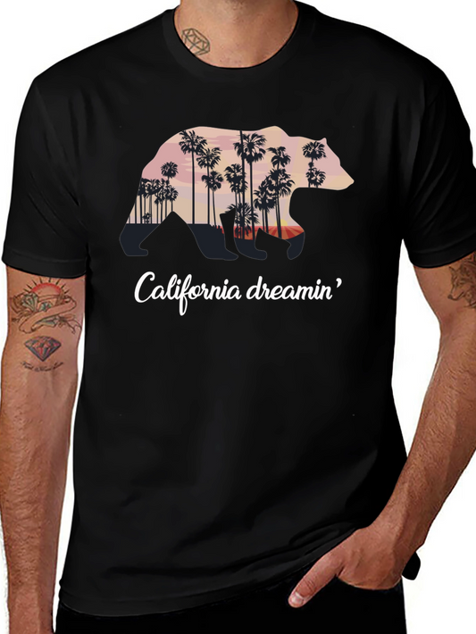 California Dreamin Bear Graphic Tee - Black