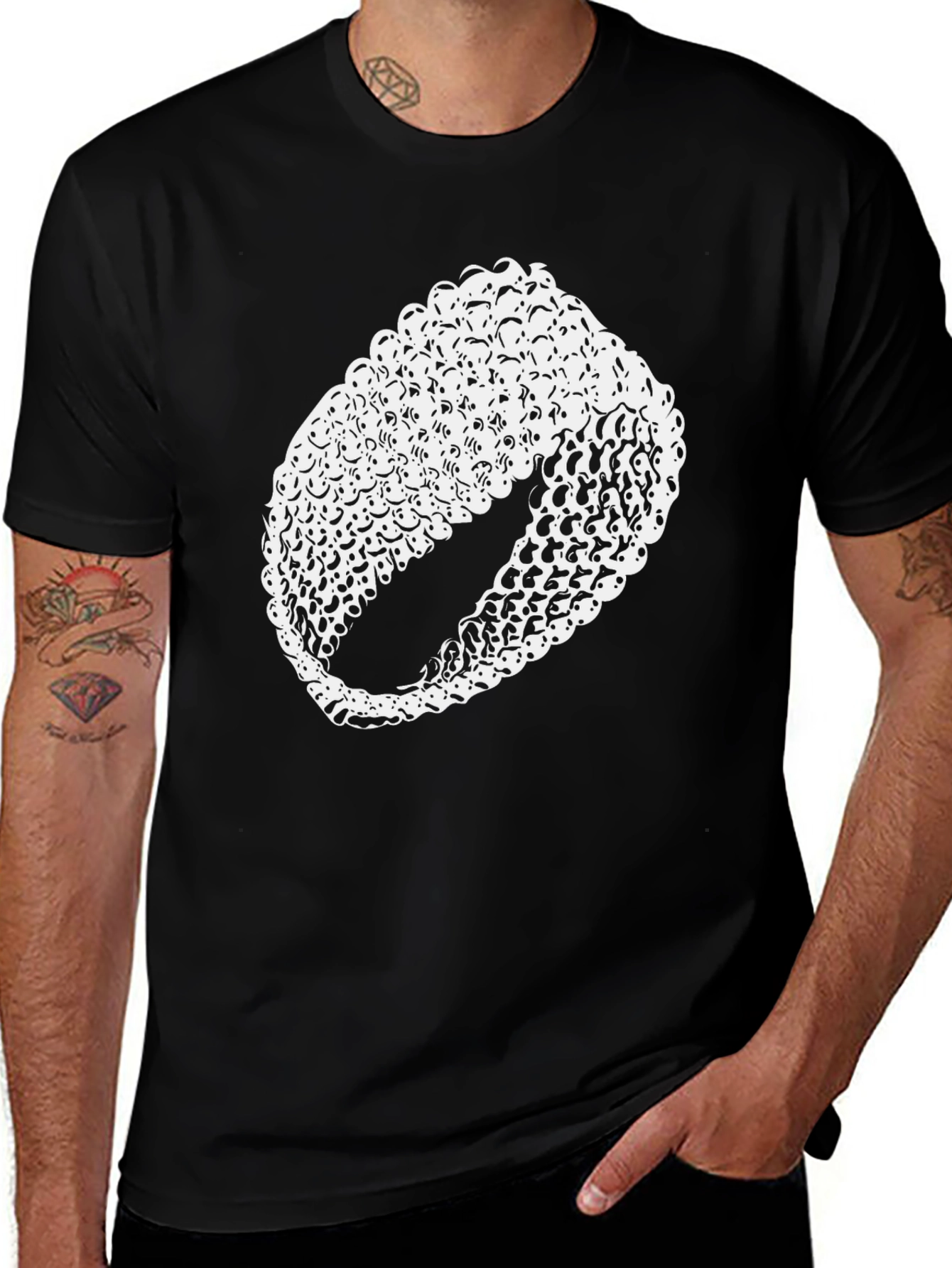 Abstract Ring Design Black T-Shirt