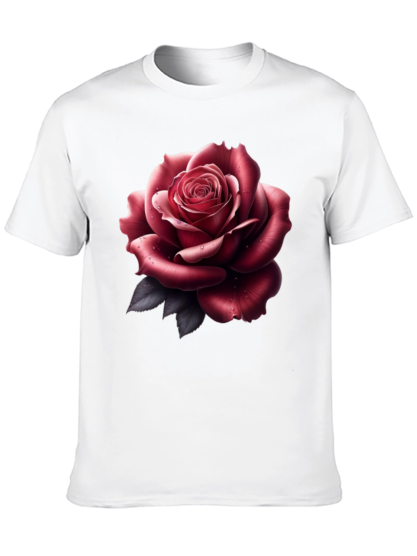Mens Rose Graphic Tee - Stylish Black T-Shirt