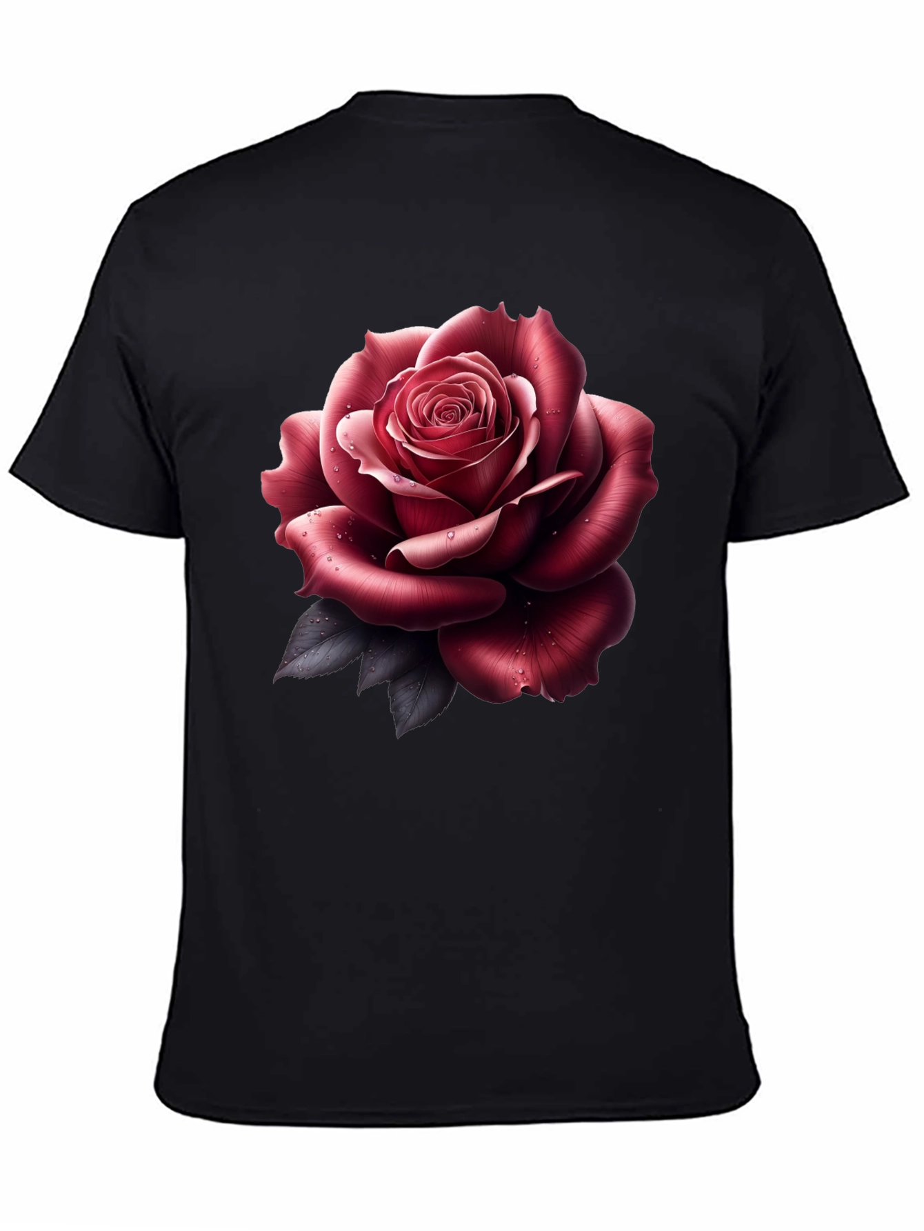 Mens Rose Graphic Tee - Stylish Black T-Shirt