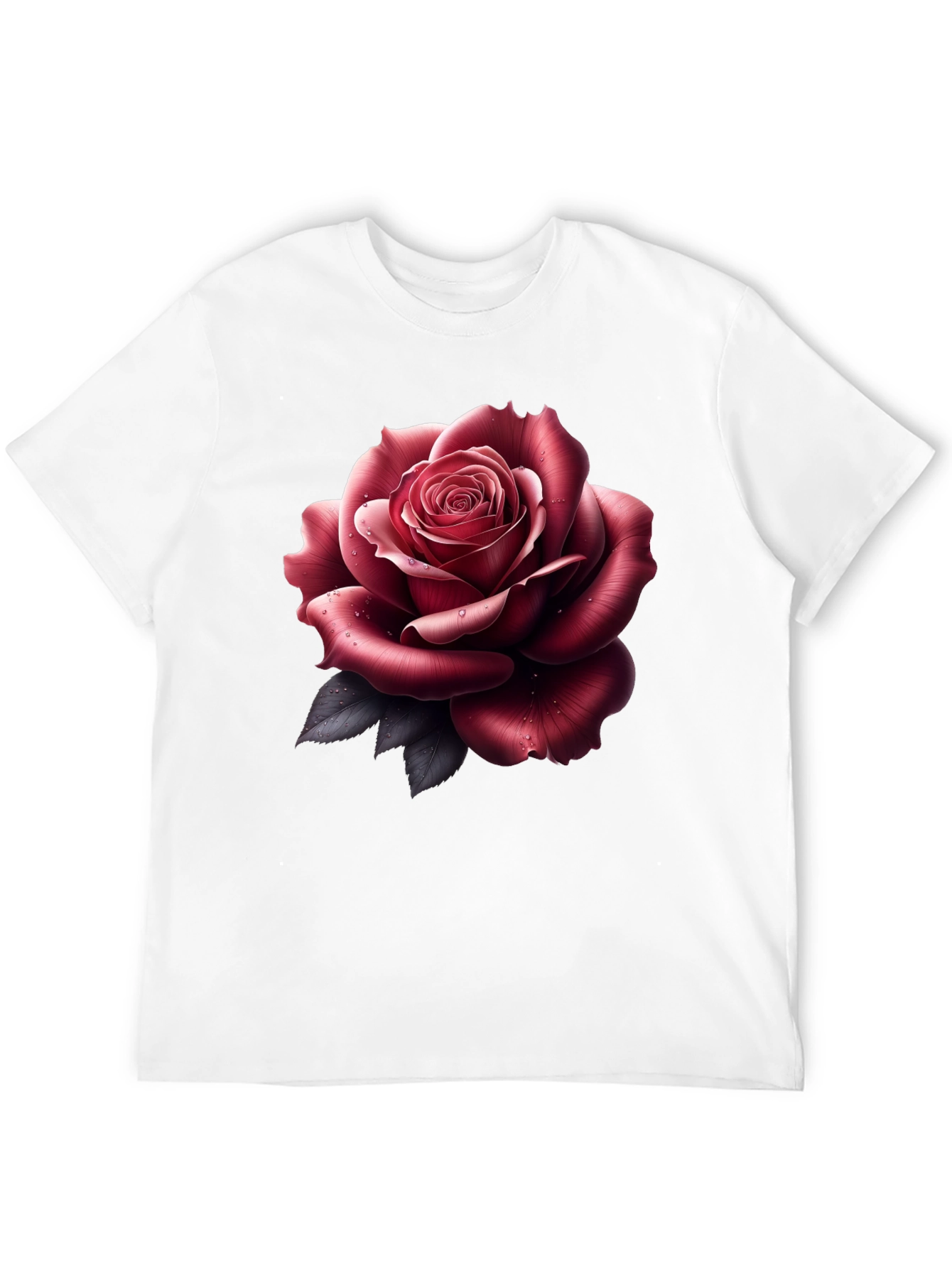 Mens Rose Graphic Tee - Stylish Black T-Shirt