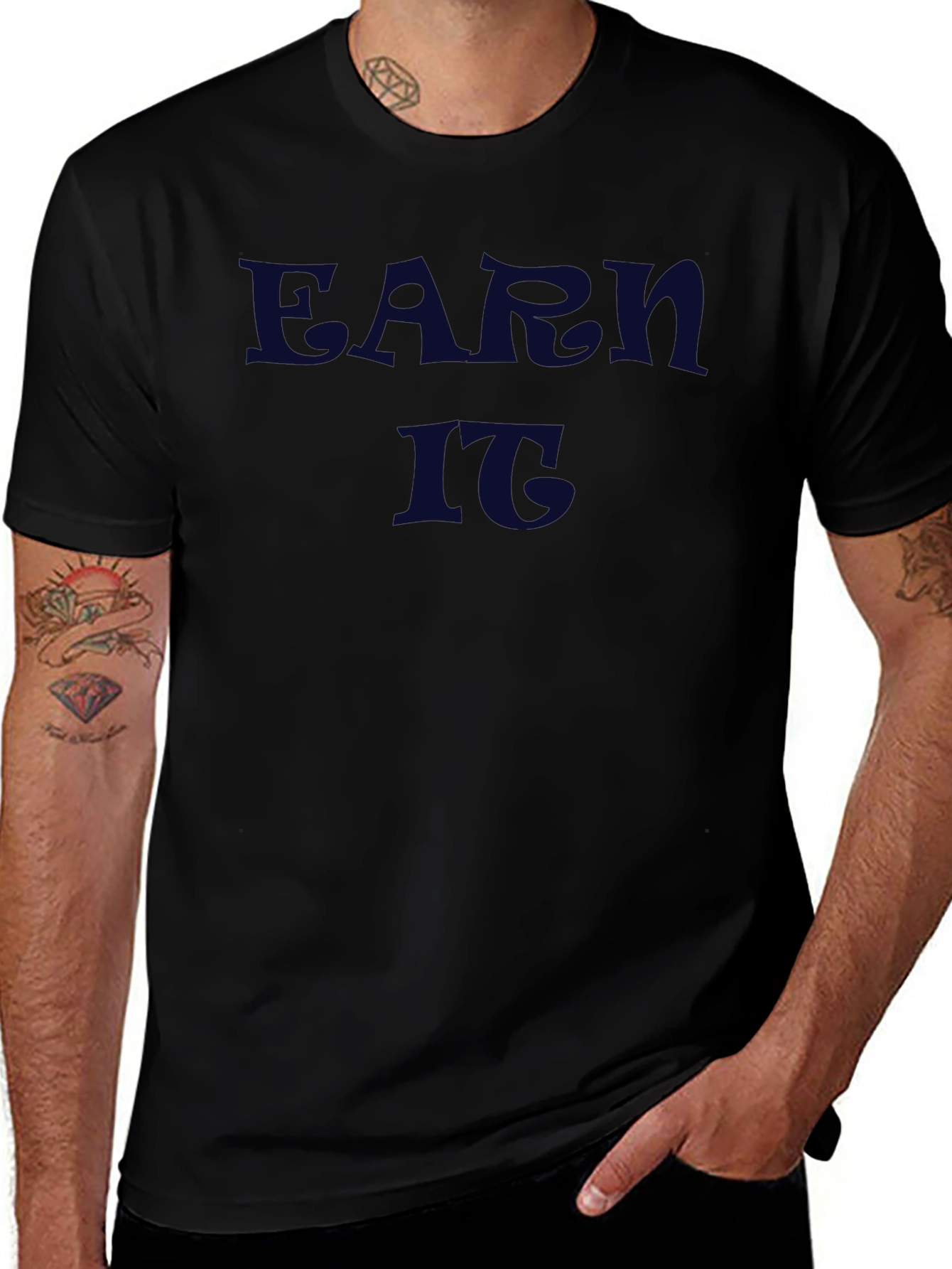Earn It Graphic Tee - Black Crew Neck