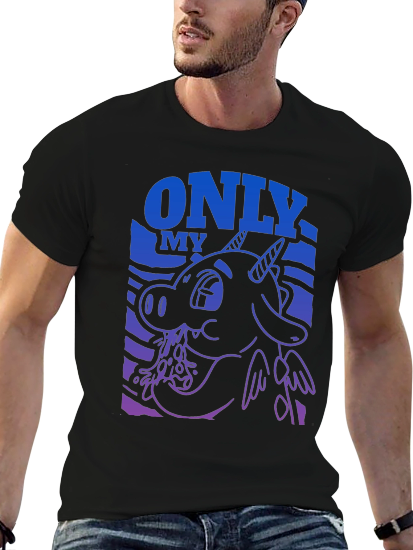 Cartoon Dragon Graphic Tee - Mens Black T-Shirt