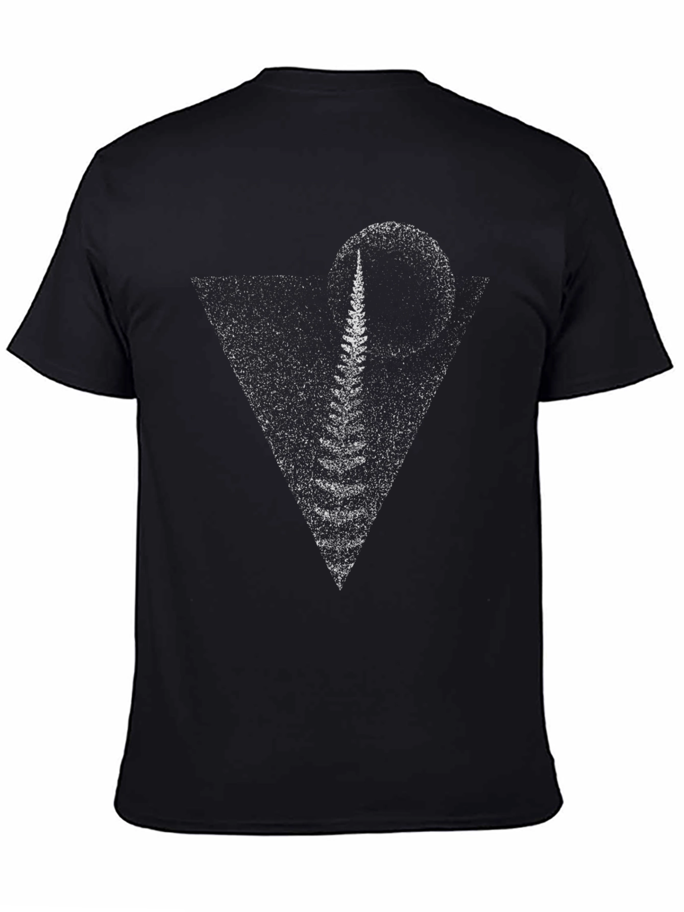 Abstract Fern Triangle Black T-Shirt