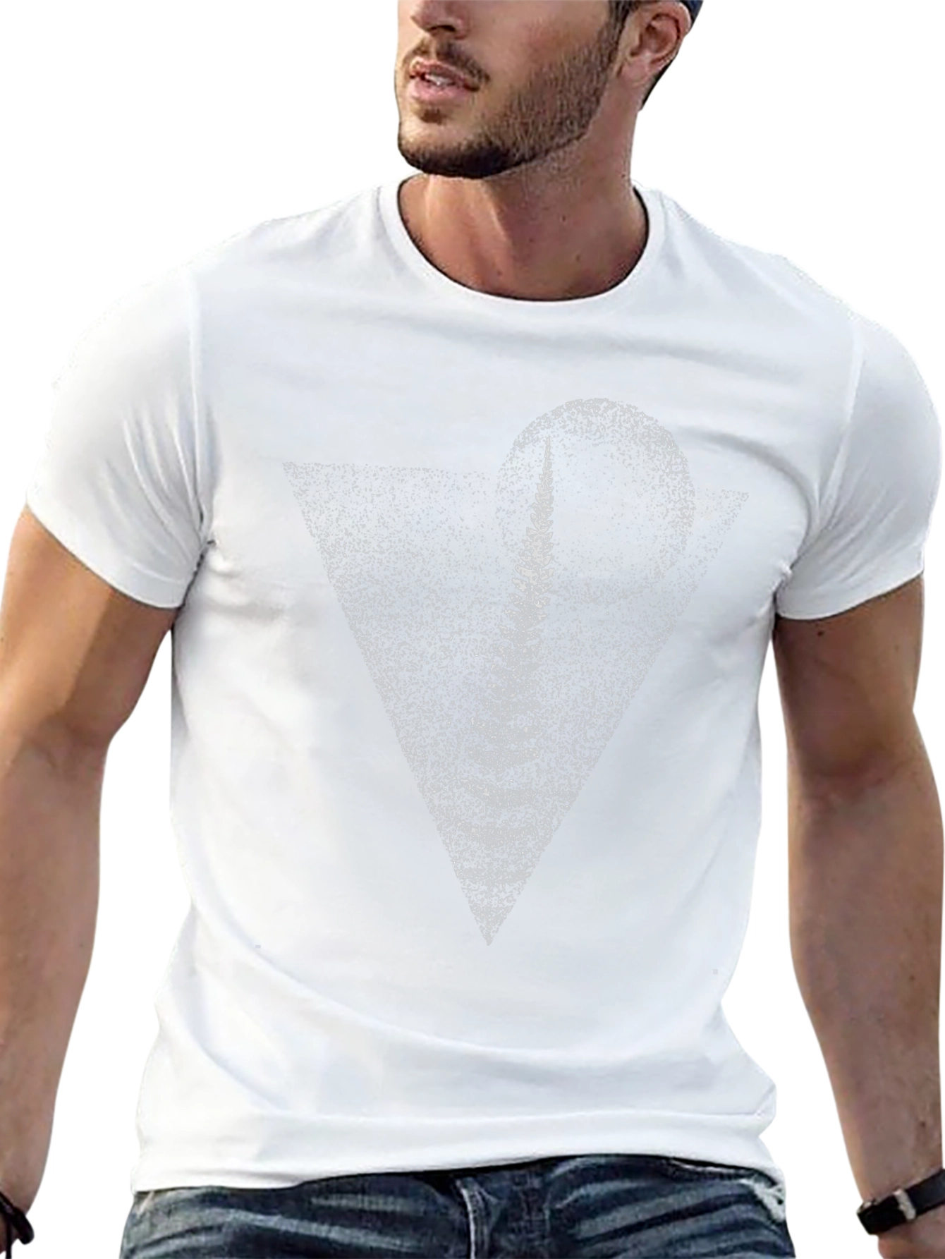 Abstract Fern Triangle Black T-Shirt