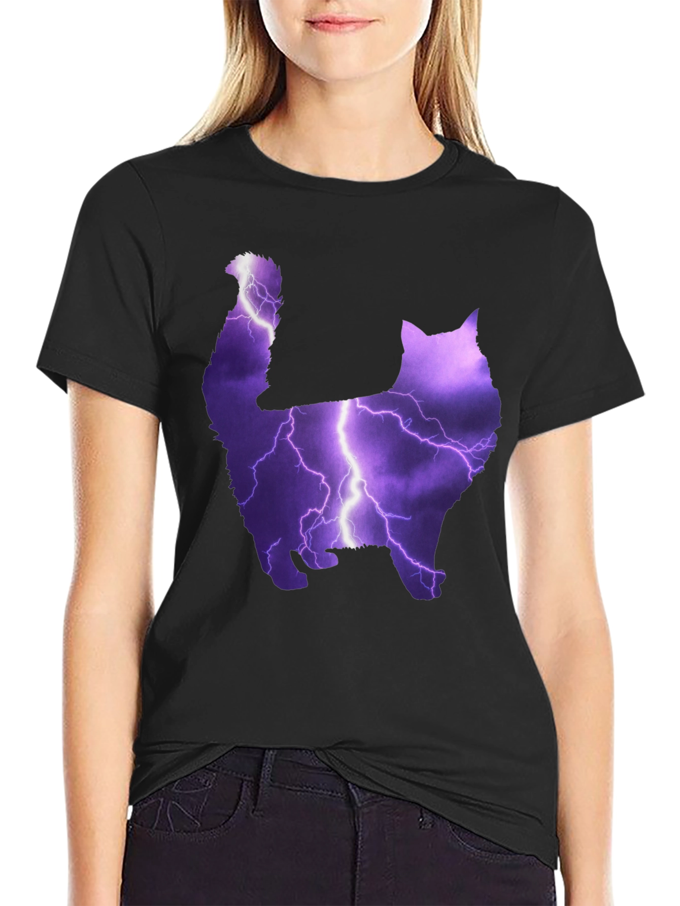 Cat Lightning Bolt Graphic T-Shirt