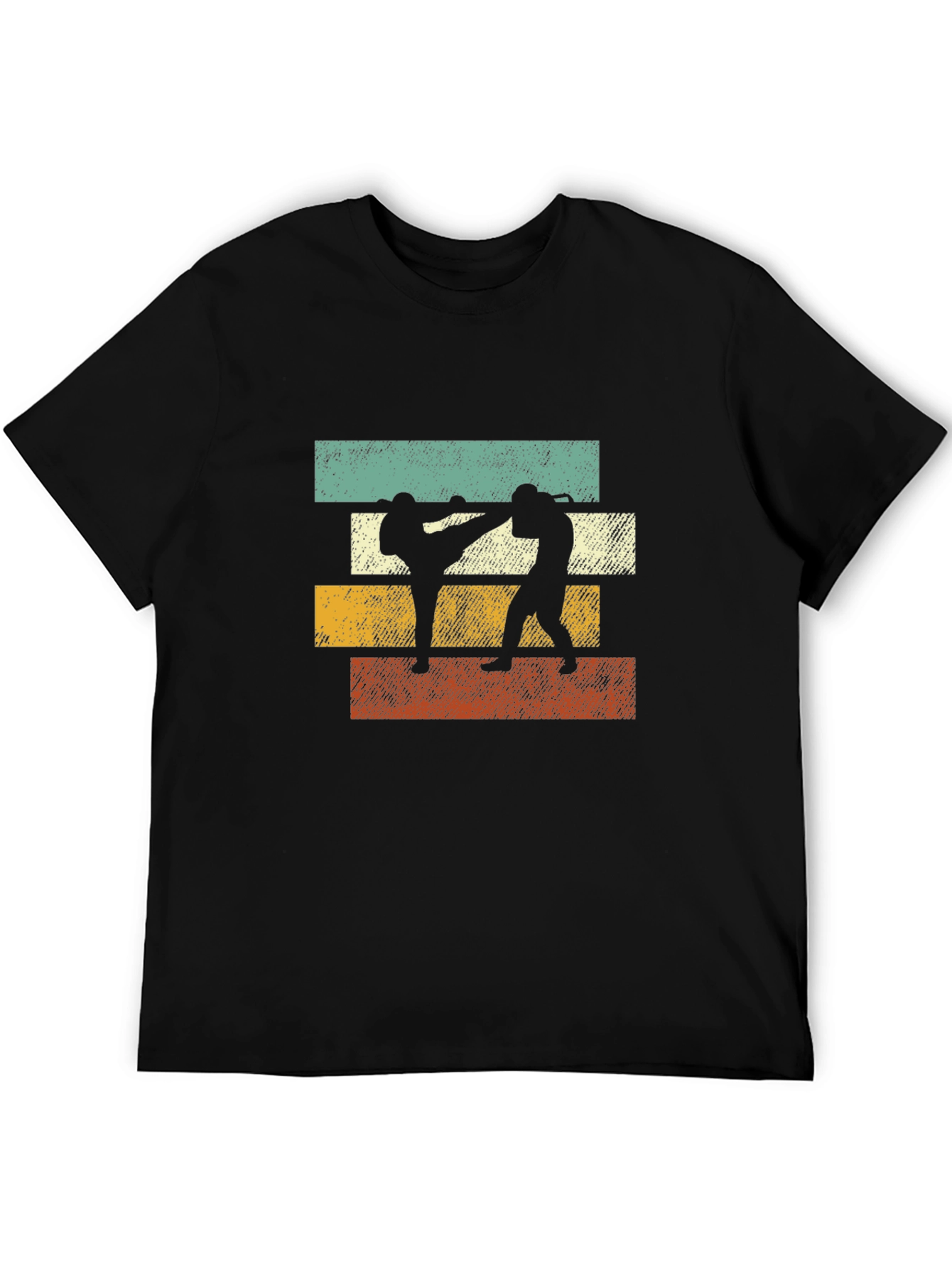 Retro Martial Arts Graphic Tee - Black