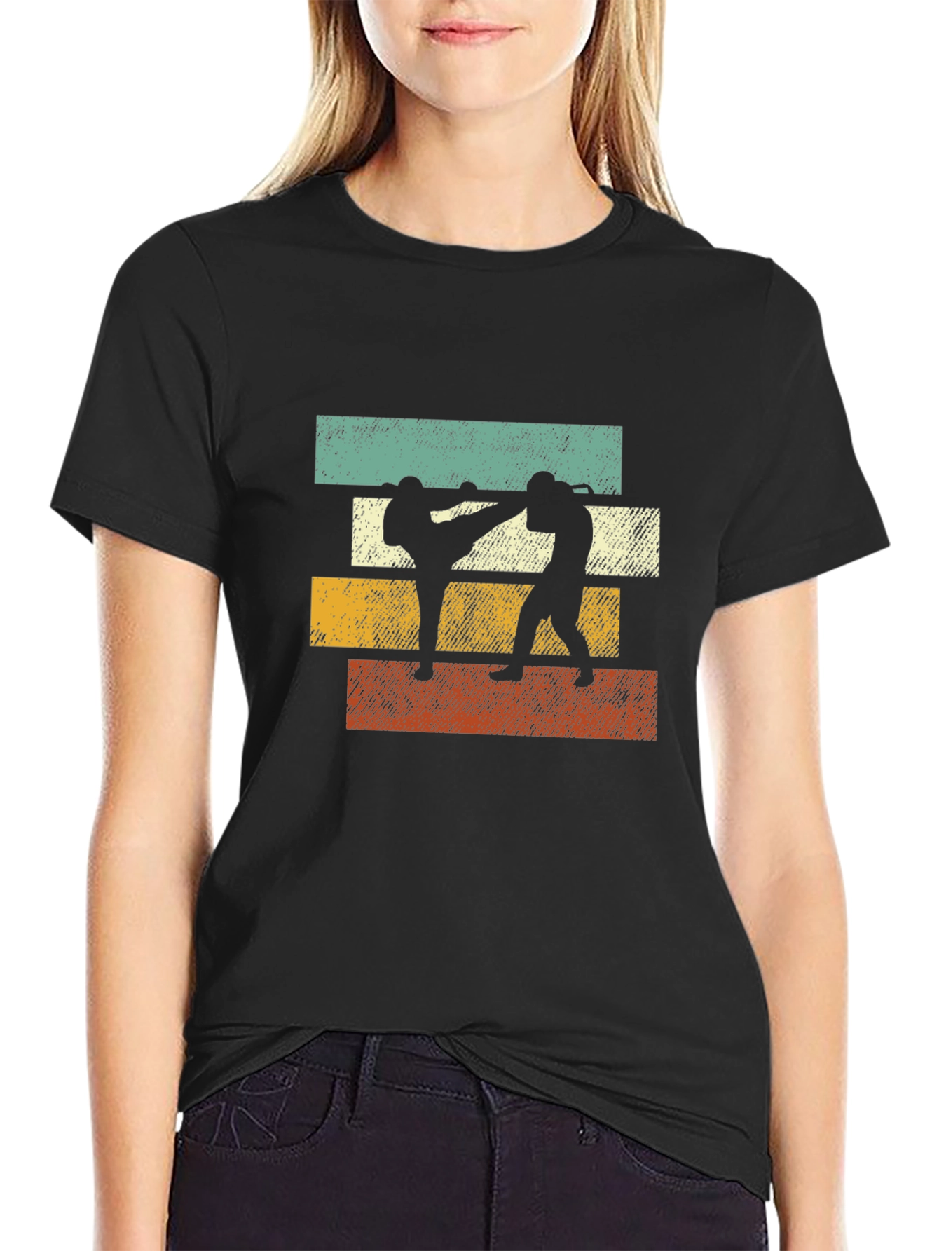 Retro Martial Arts Graphic Tee - Black
