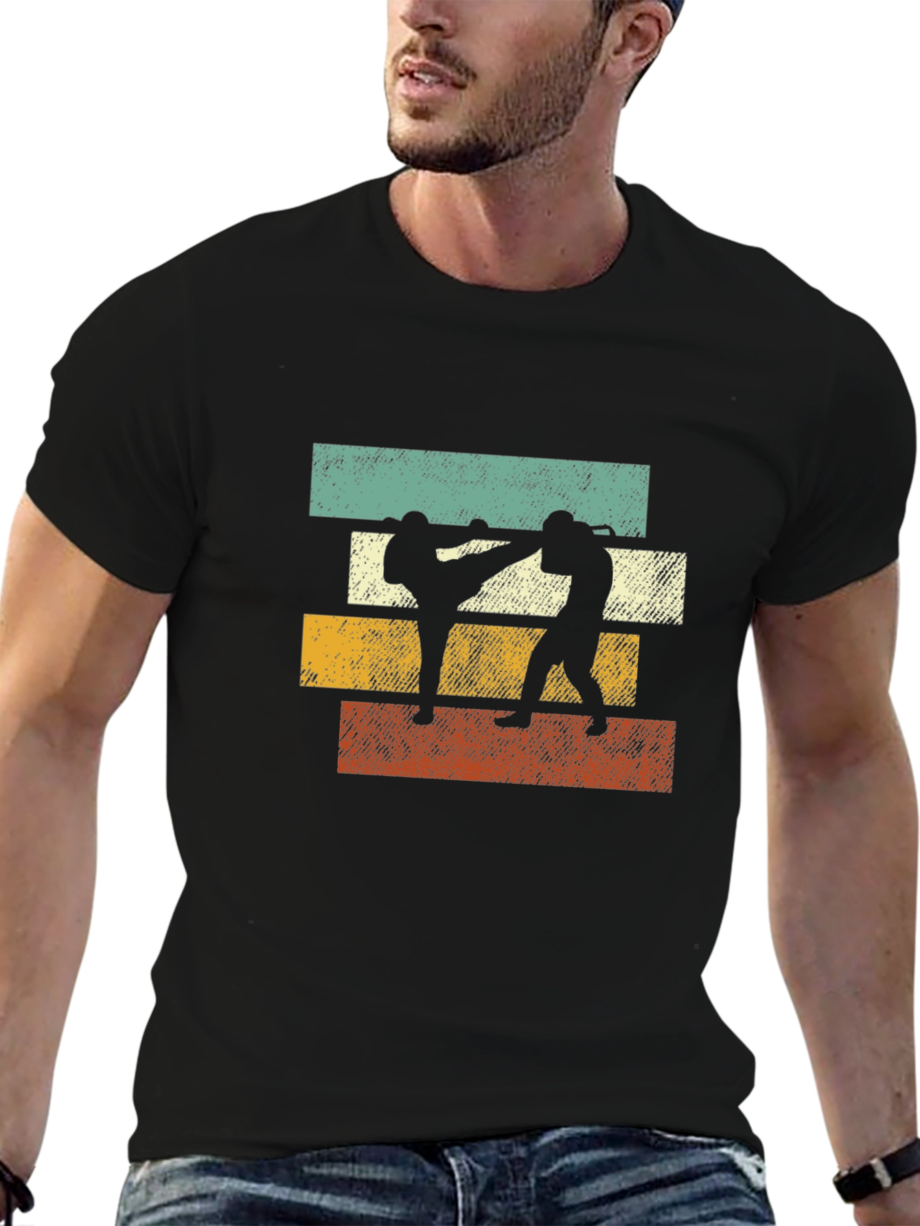 Retro Martial Arts Graphic Tee - Black