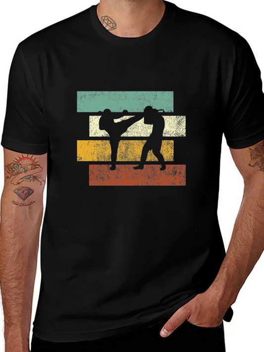 Retro Martial Arts Graphic Tee - Black