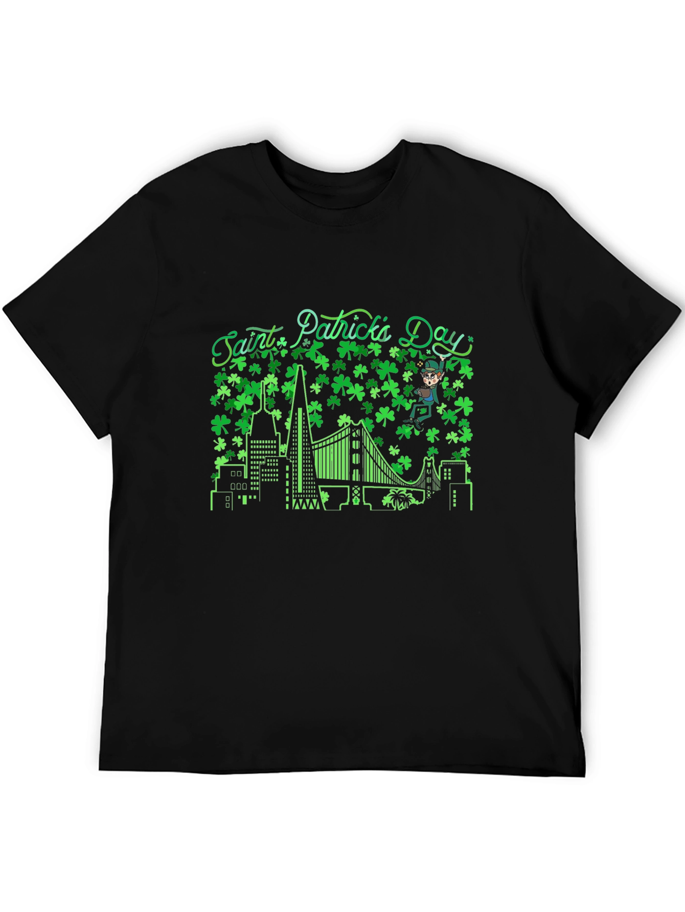 Saint Patricks Day Shamrock Cityscape T-Shirt