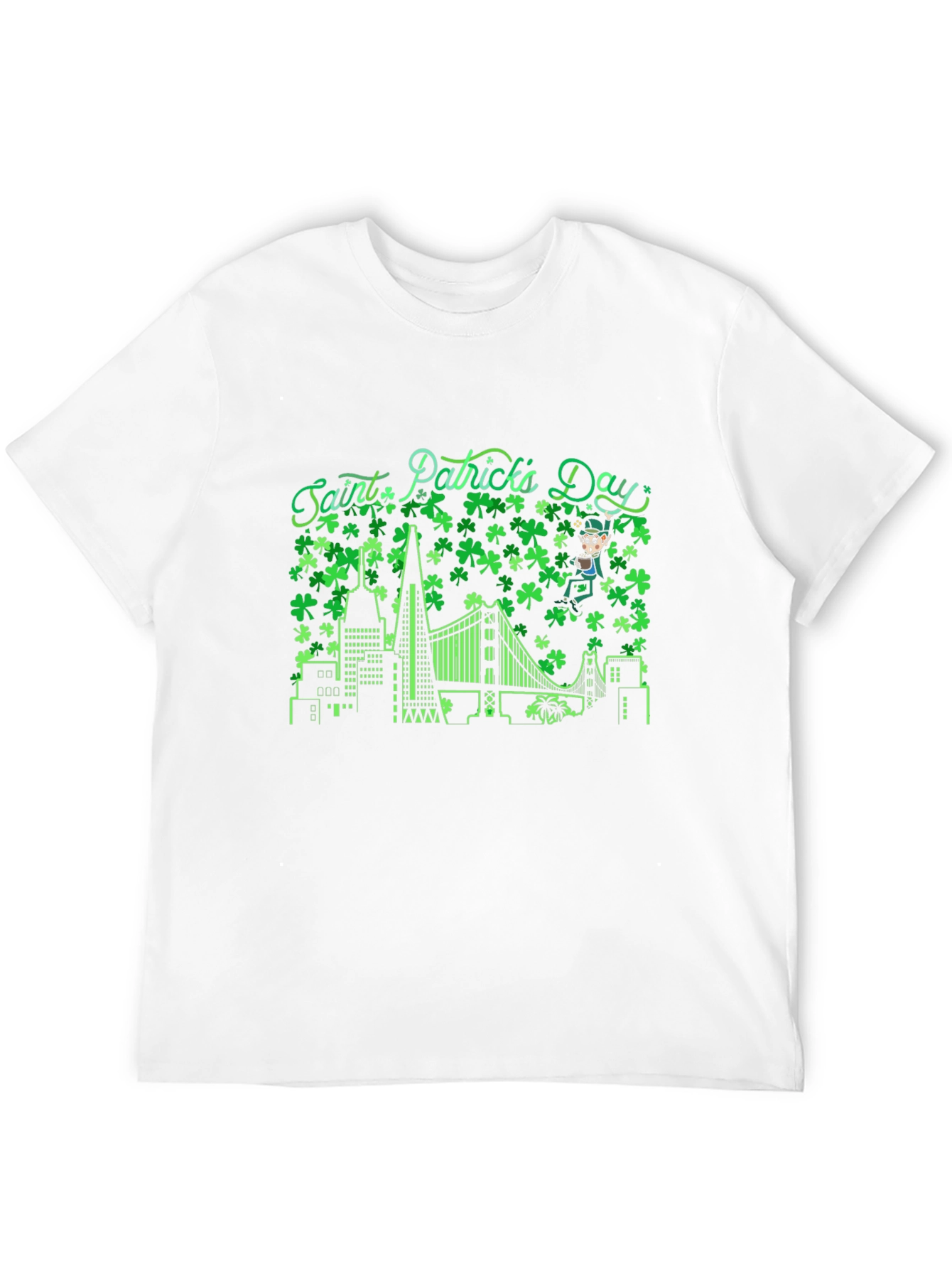 Saint Patricks Day Shamrock Cityscape T-Shirt