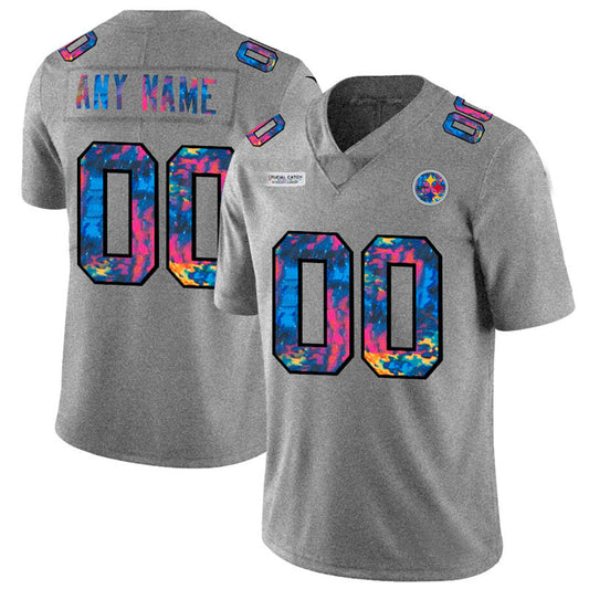 Custom1 Pittsburgh Steelers Multi-Color 2020 Crucial Catch Vapor Untouchable Limited Jerseys Greyheather Stitched American Football Jerseys