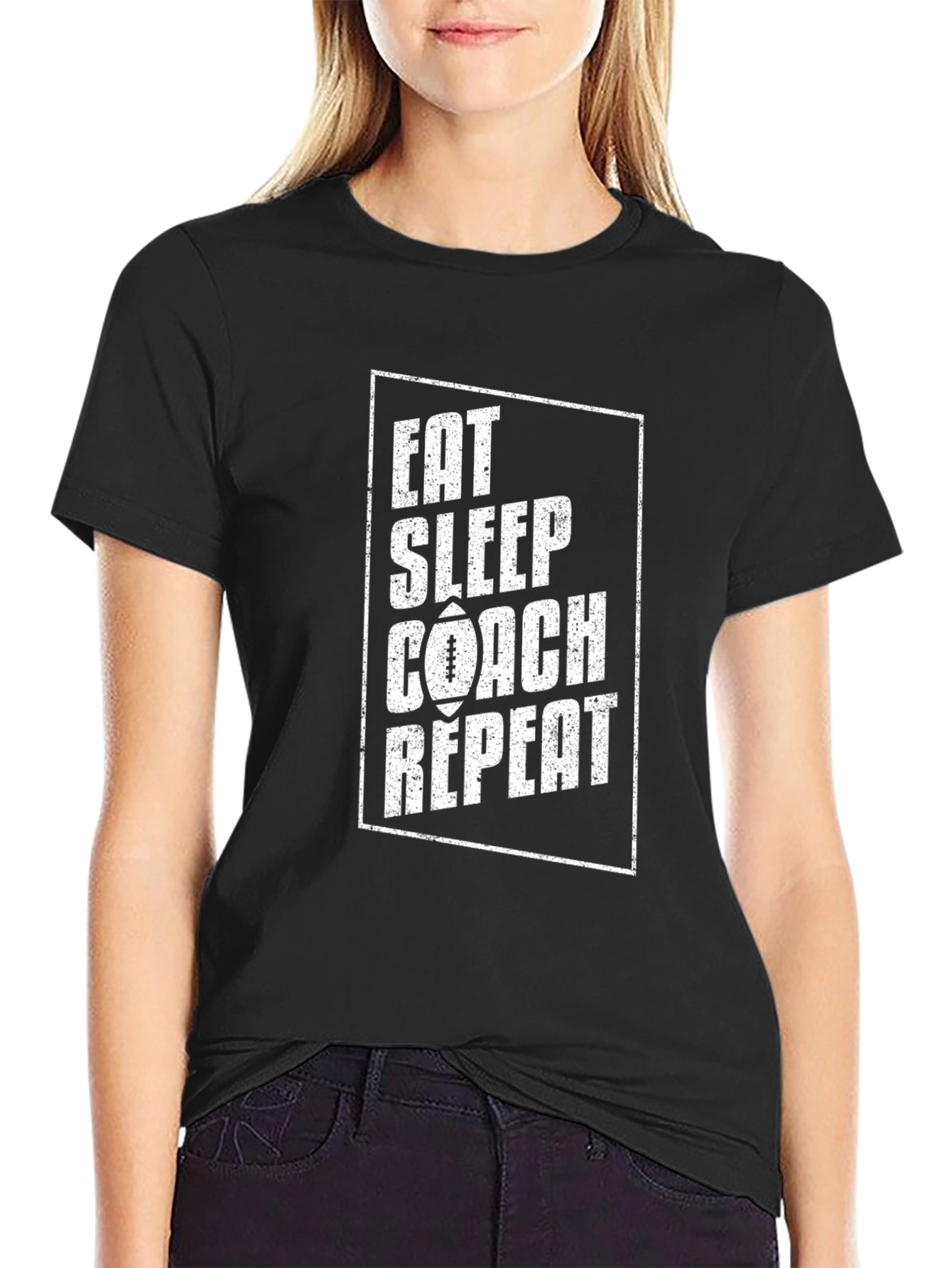Eat Sleep Coach Repeat Black T-Shirt