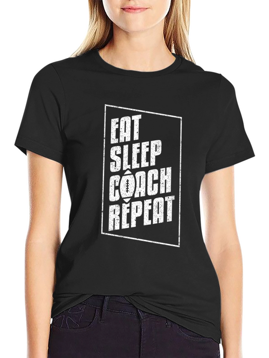 Eat Sleep Coach Repeat Black T-Shirt