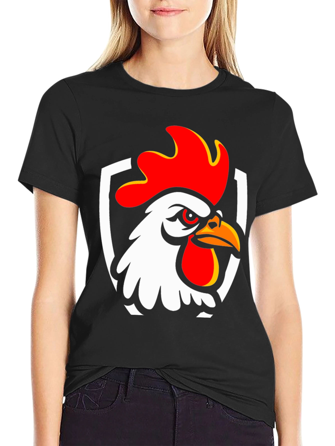 Rooster Graphic T-Shirt - Black Cotton Tee