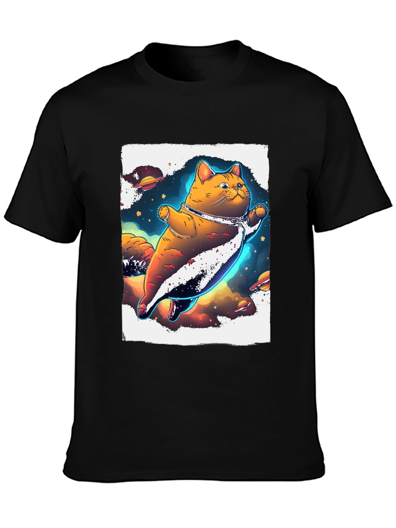 Space Cat T-Shirt - Black Unique Design