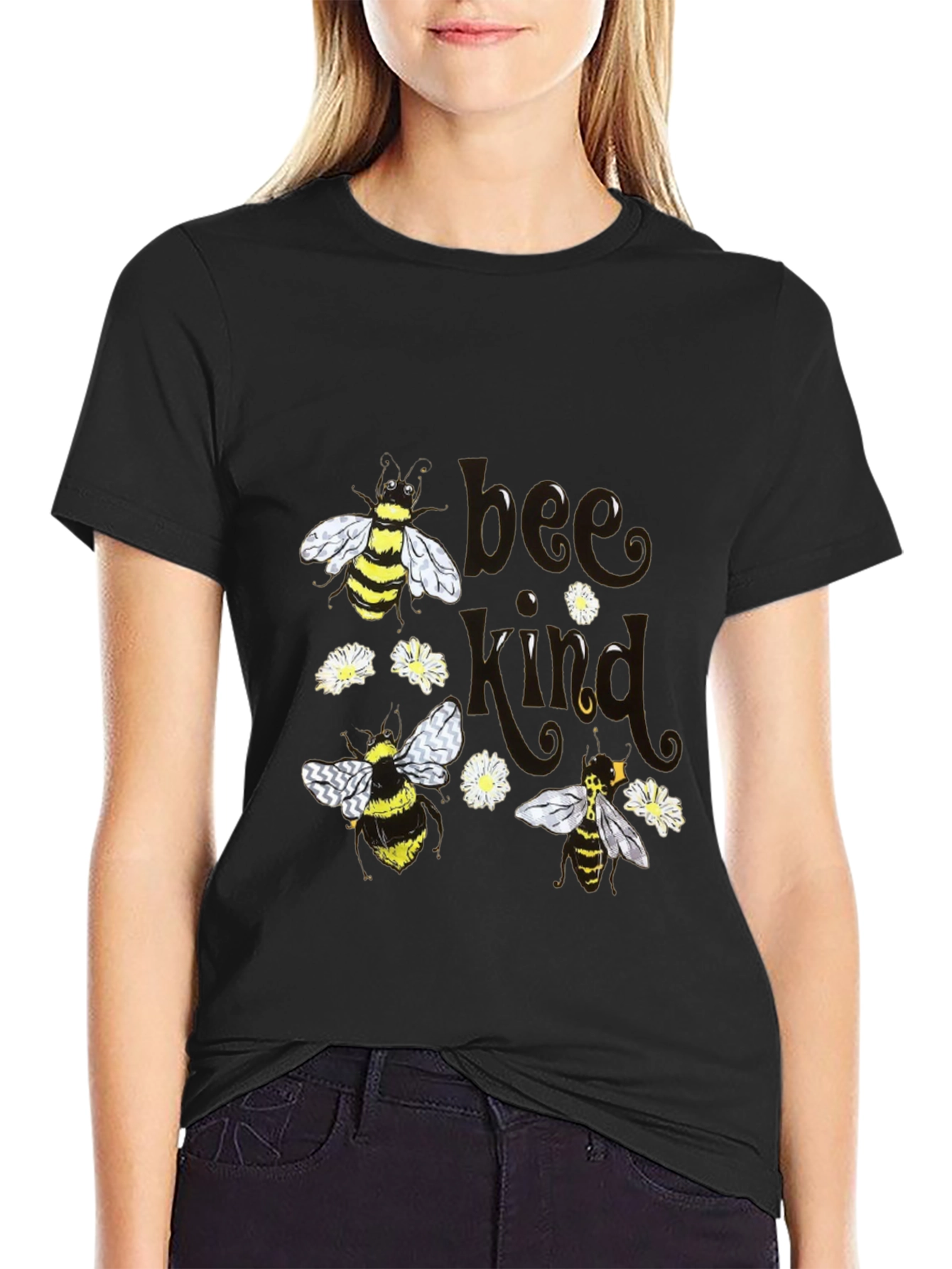 Bee Kind T-Shirt - Black Cotton