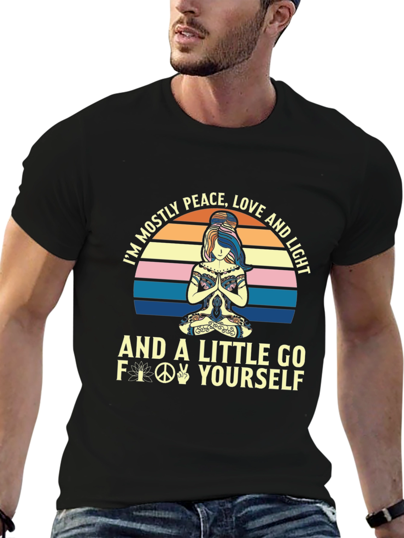 Peace Love Light Yoga Graphic T-Shirt