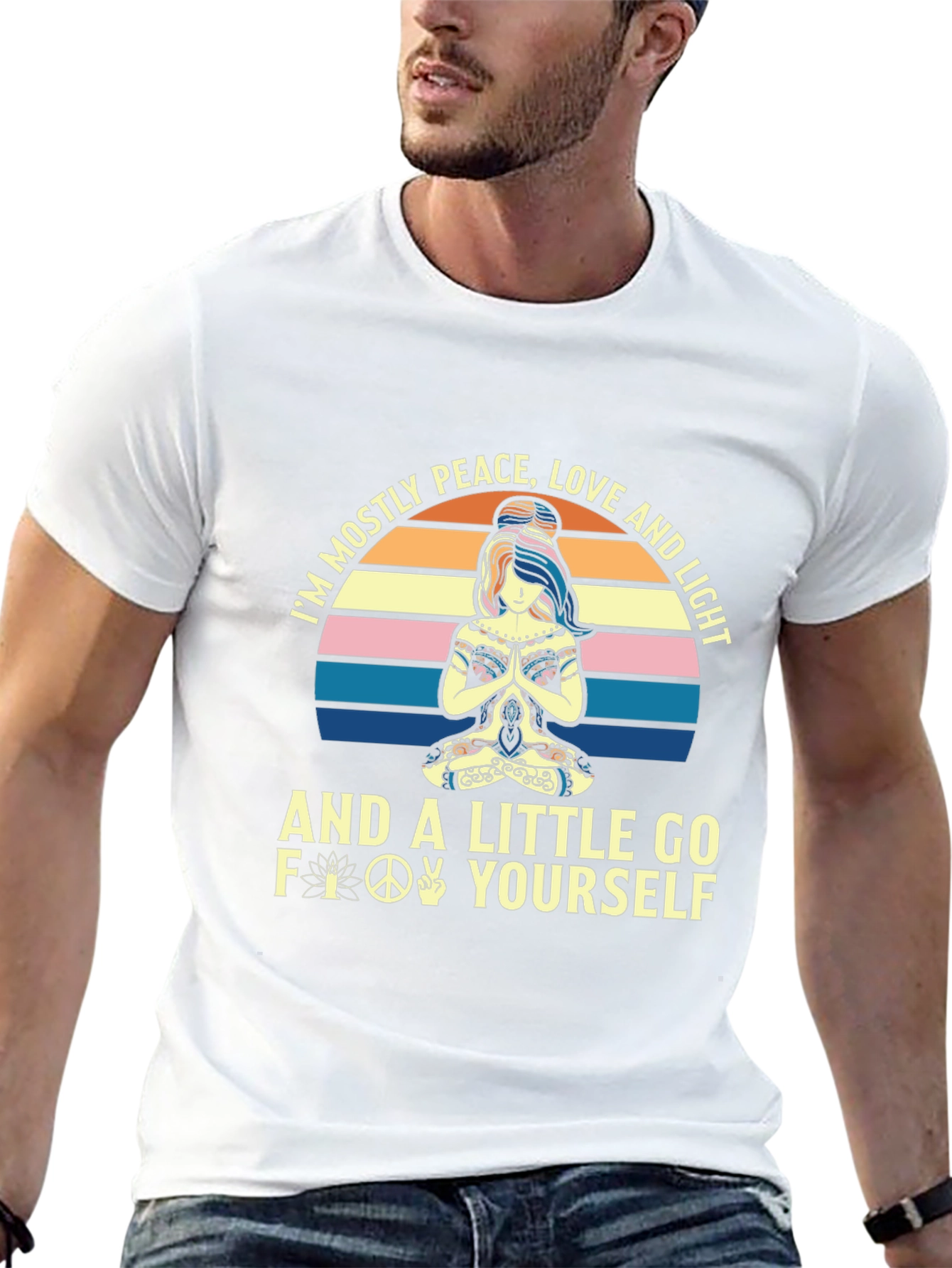 Peace Love Light Yoga Graphic T-Shirt