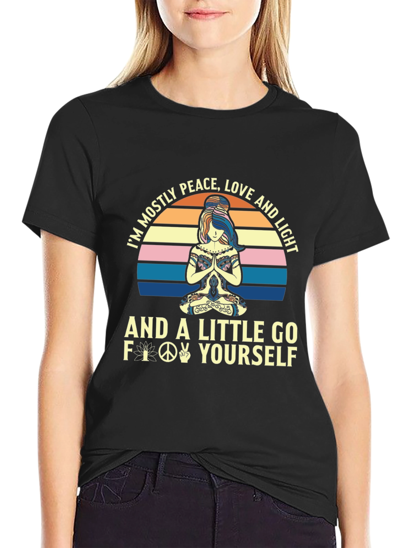 Peace Love Light Yoga Graphic T-Shirt
