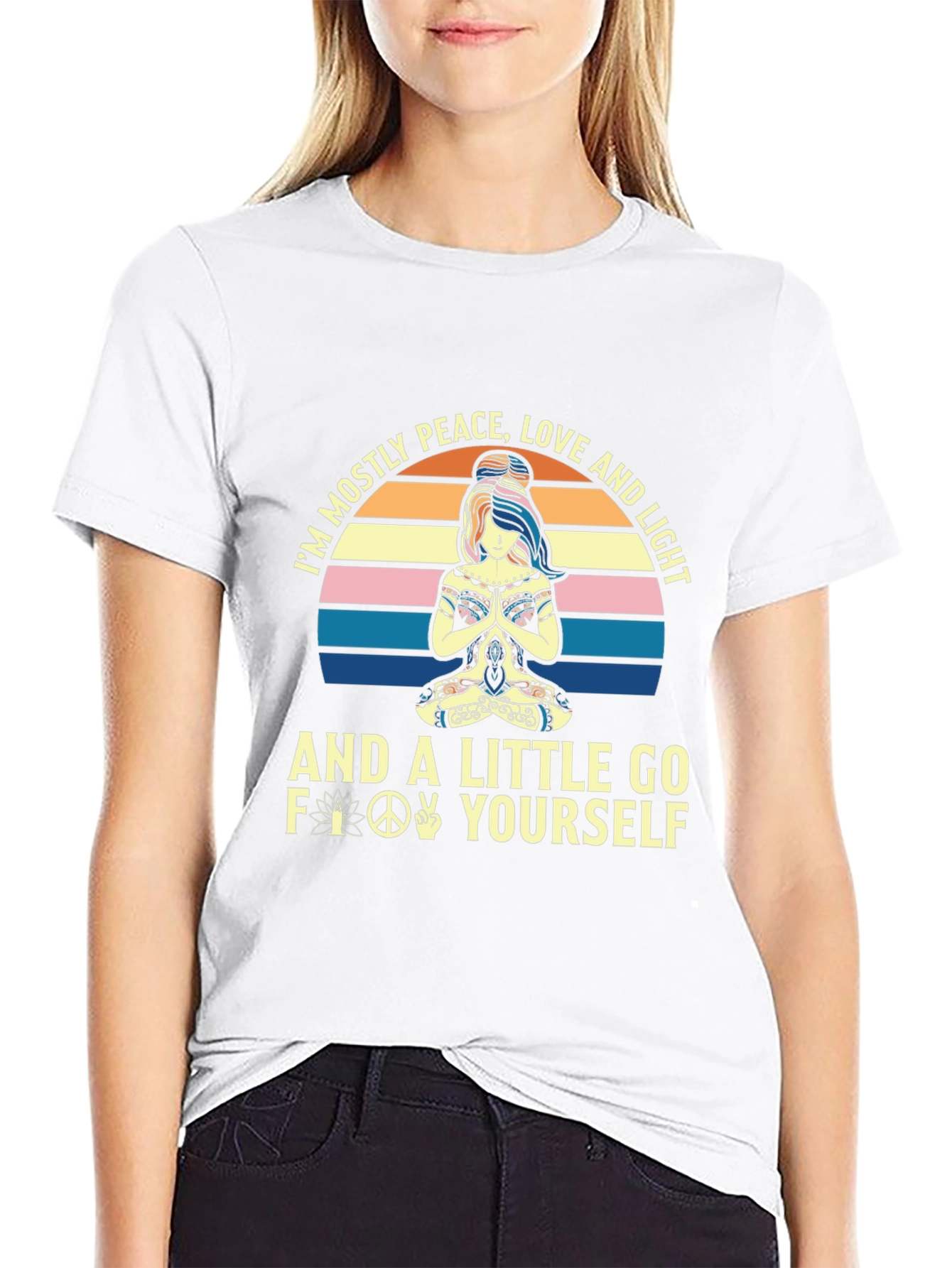 Peace Love Light Yoga Graphic T-Shirt