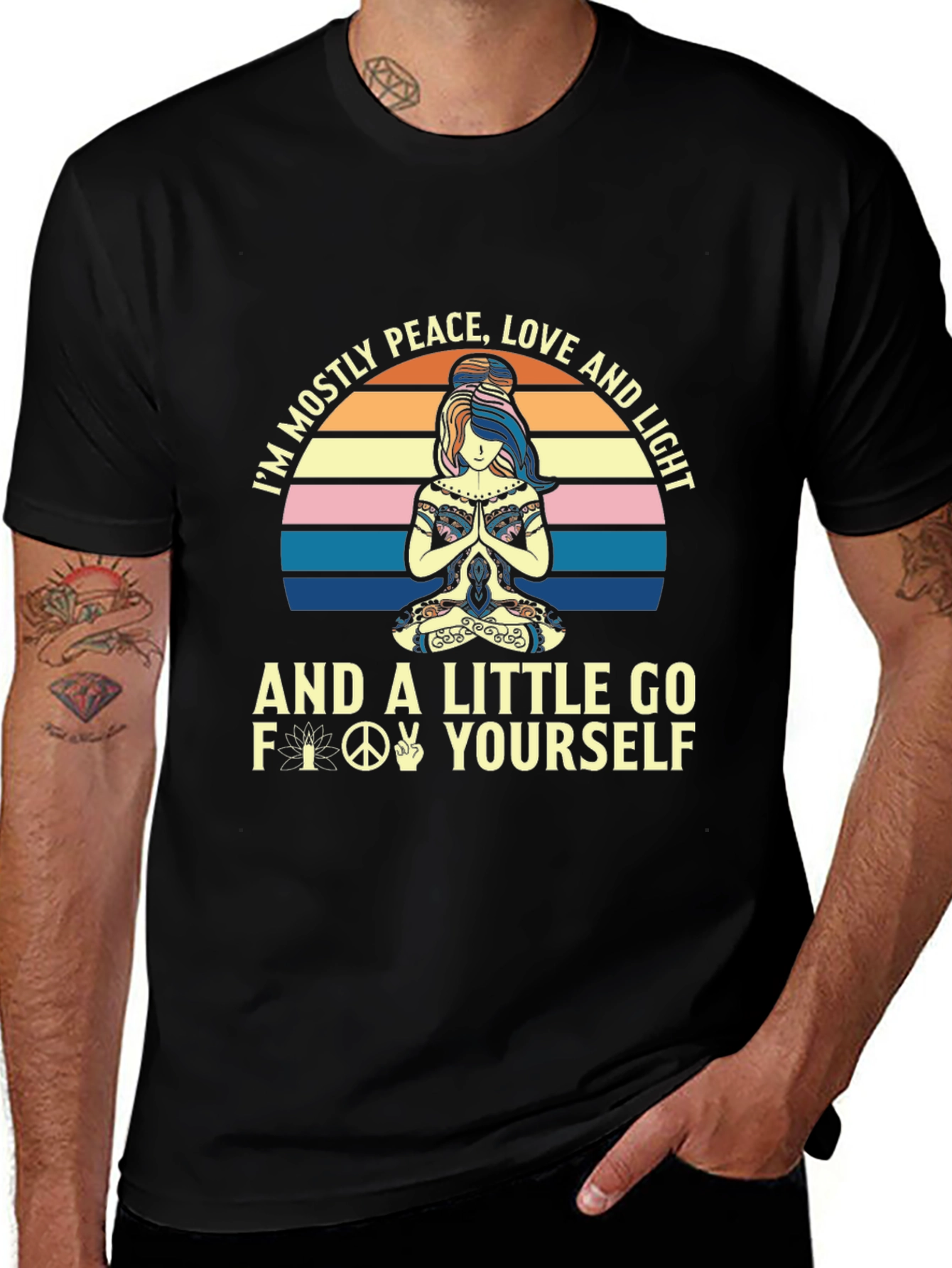 Peace Love Light Yoga Graphic T-Shirt