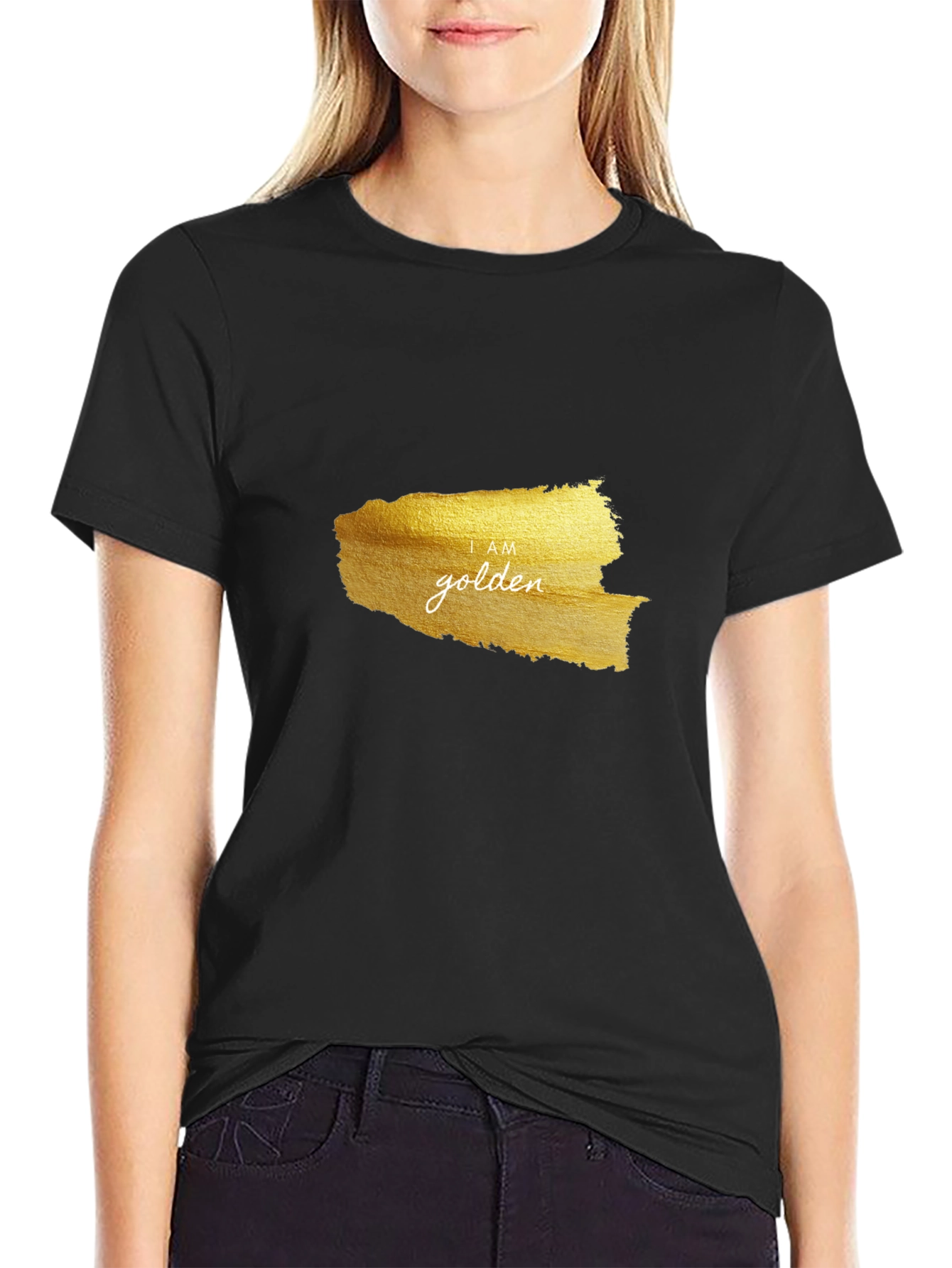 I AM Golden Graphic Black T-Shirt