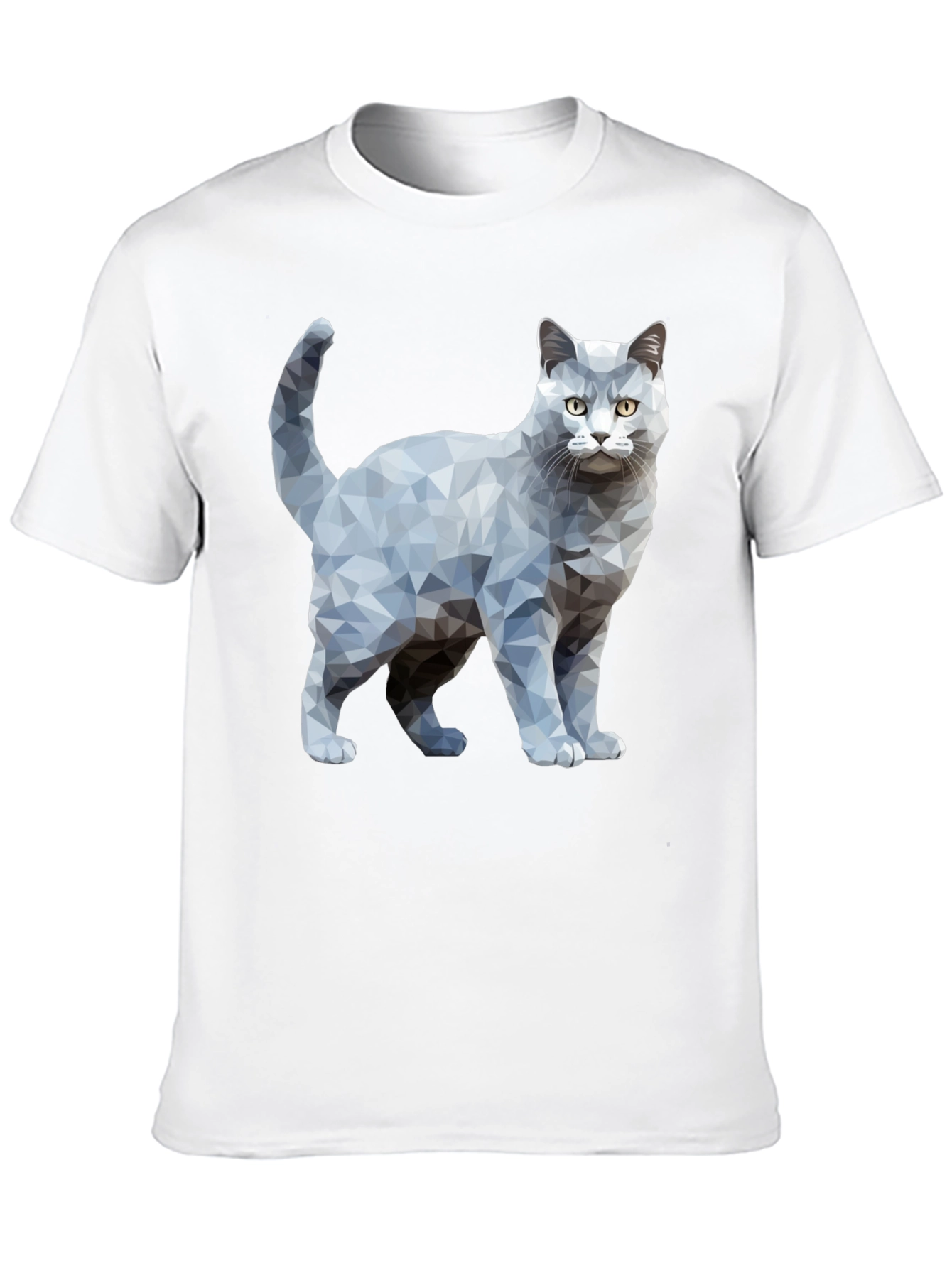 Geometric Cat Graphic Print T-Shirt