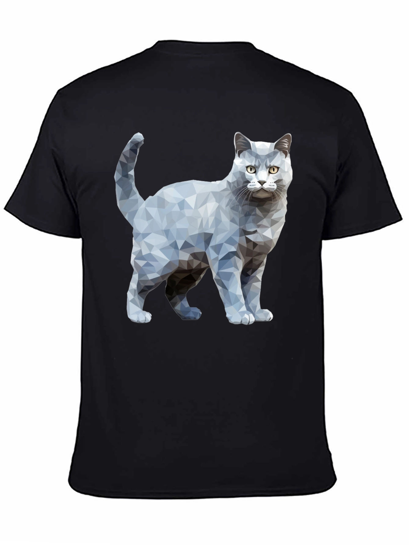Geometric Cat Graphic Print T-Shirt