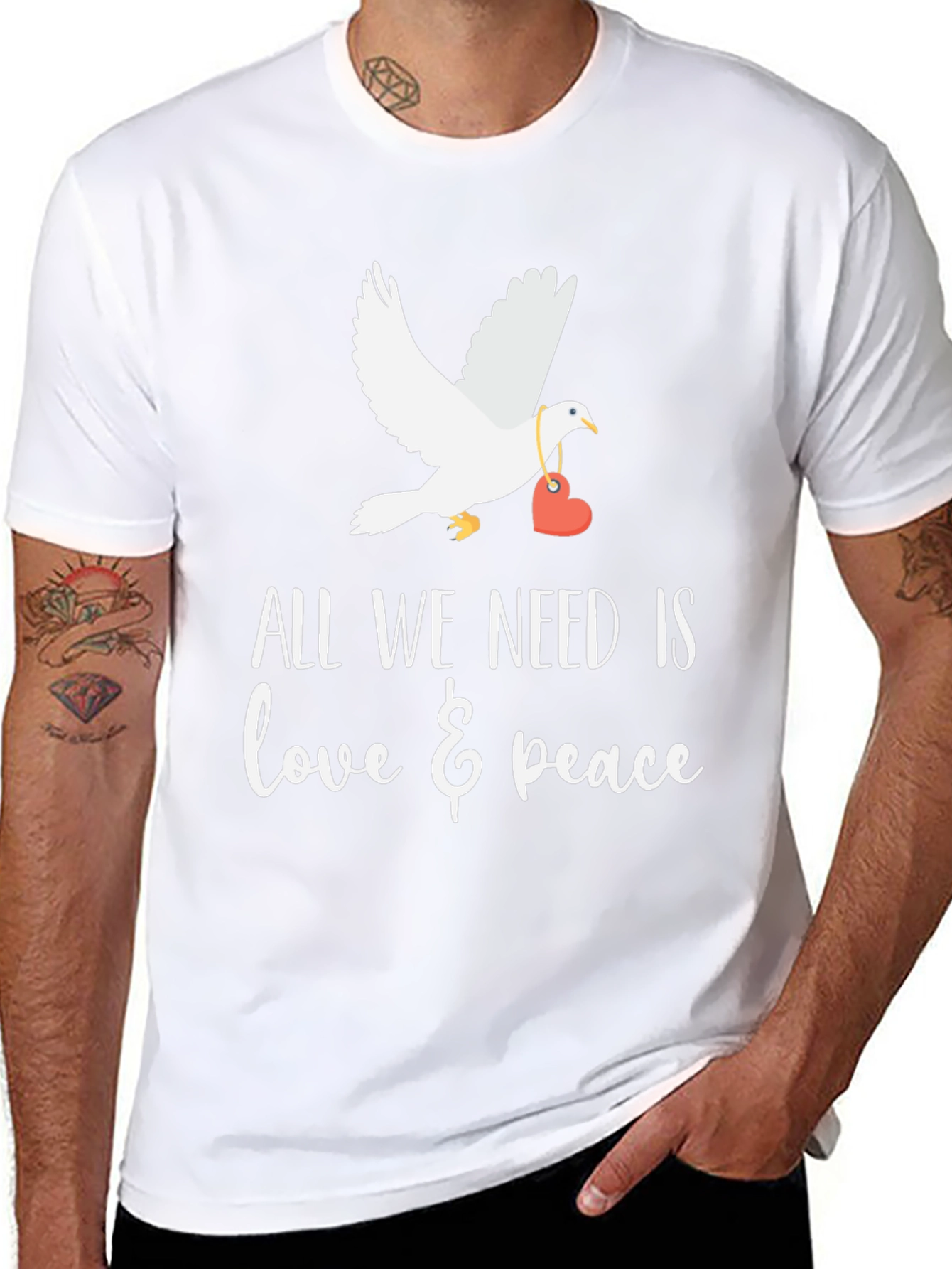 Love & Peace Dove Graphic T-Shirt