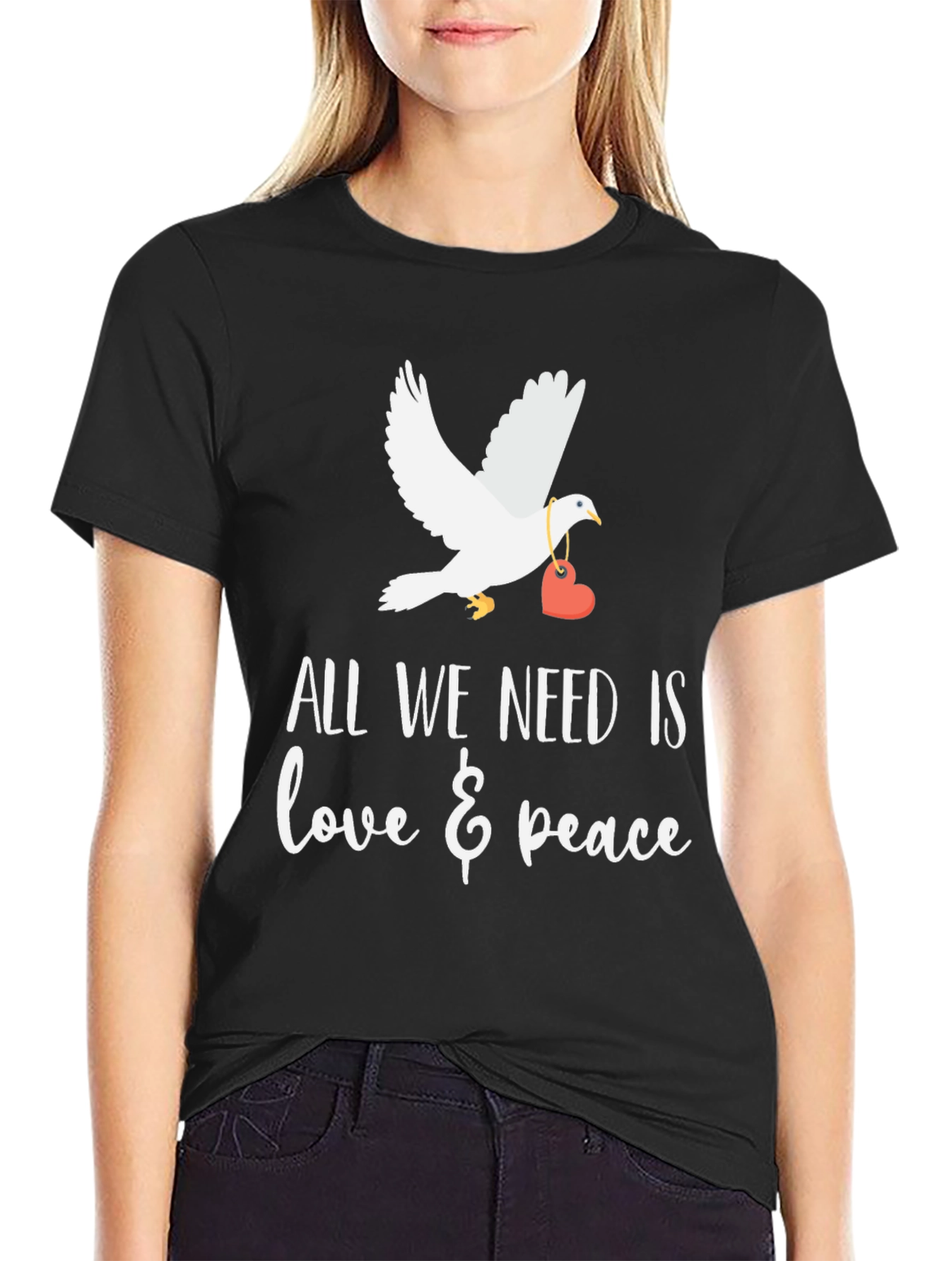 Love & Peace Dove Graphic T-Shirt