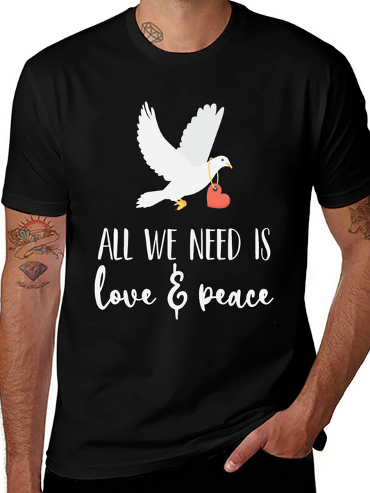 Love & Peace Dove Graphic T-Shirt