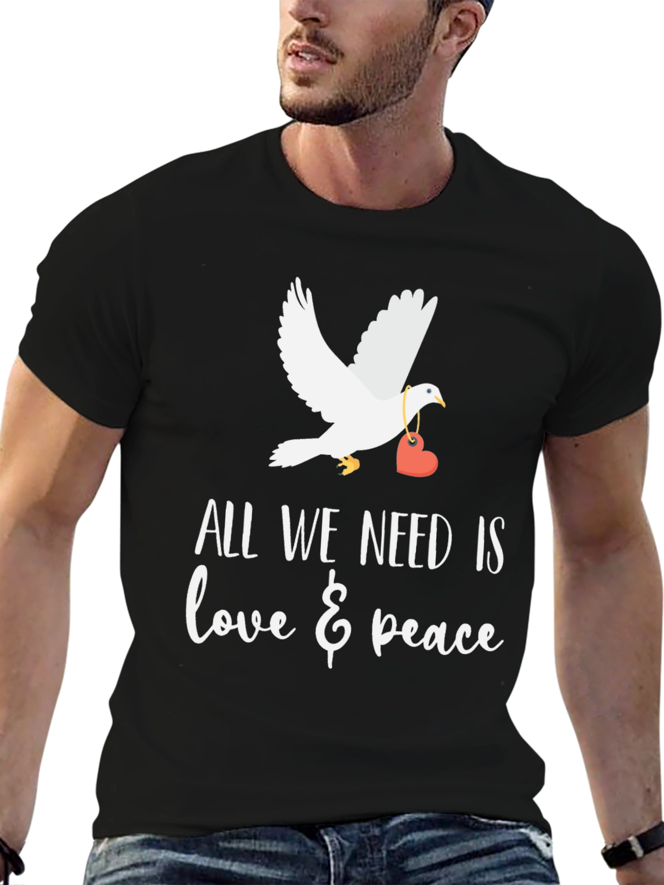 Love & Peace Dove Graphic T-Shirt