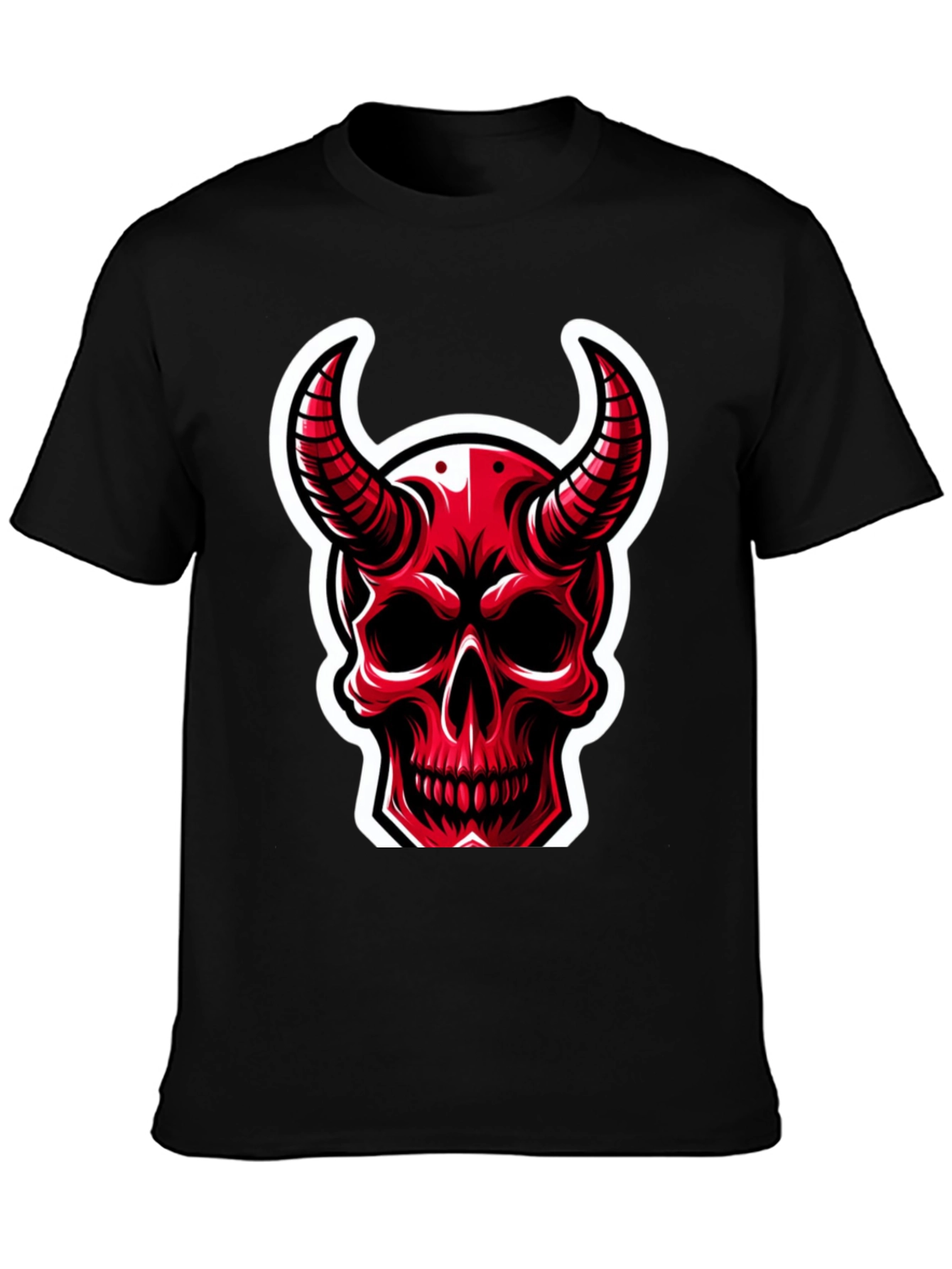 Red Devil Skull Graphic T-Shirt - Black Cotton Tee