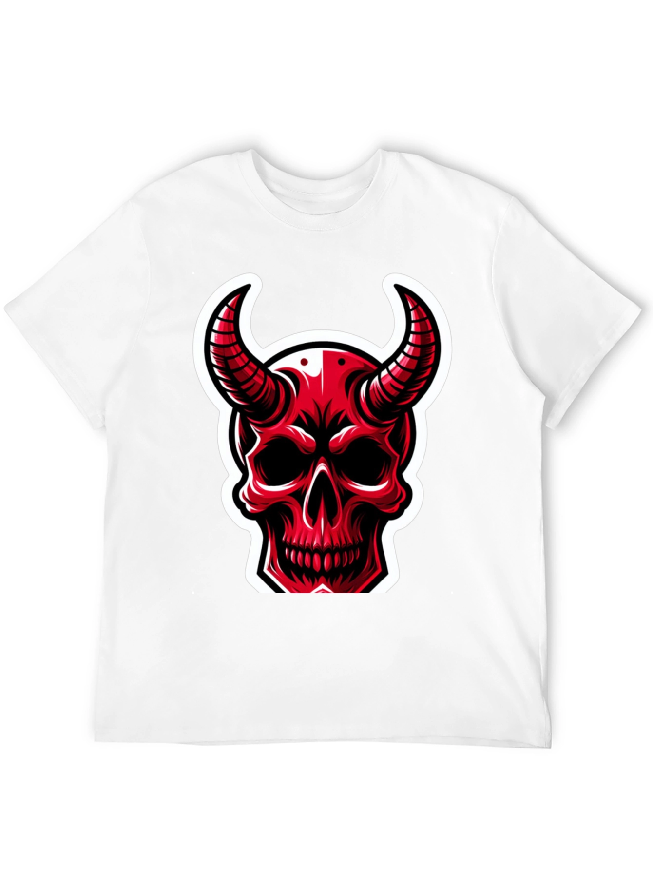 Red Devil Skull Graphic T-Shirt - Black Cotton Tee