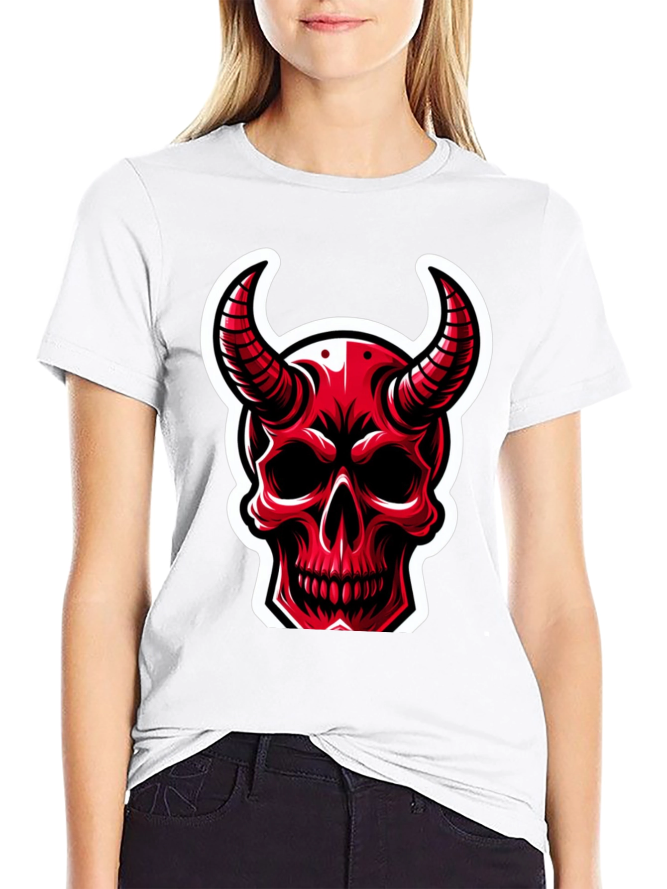 Red Devil Skull Graphic T-Shirt - Black Cotton Tee