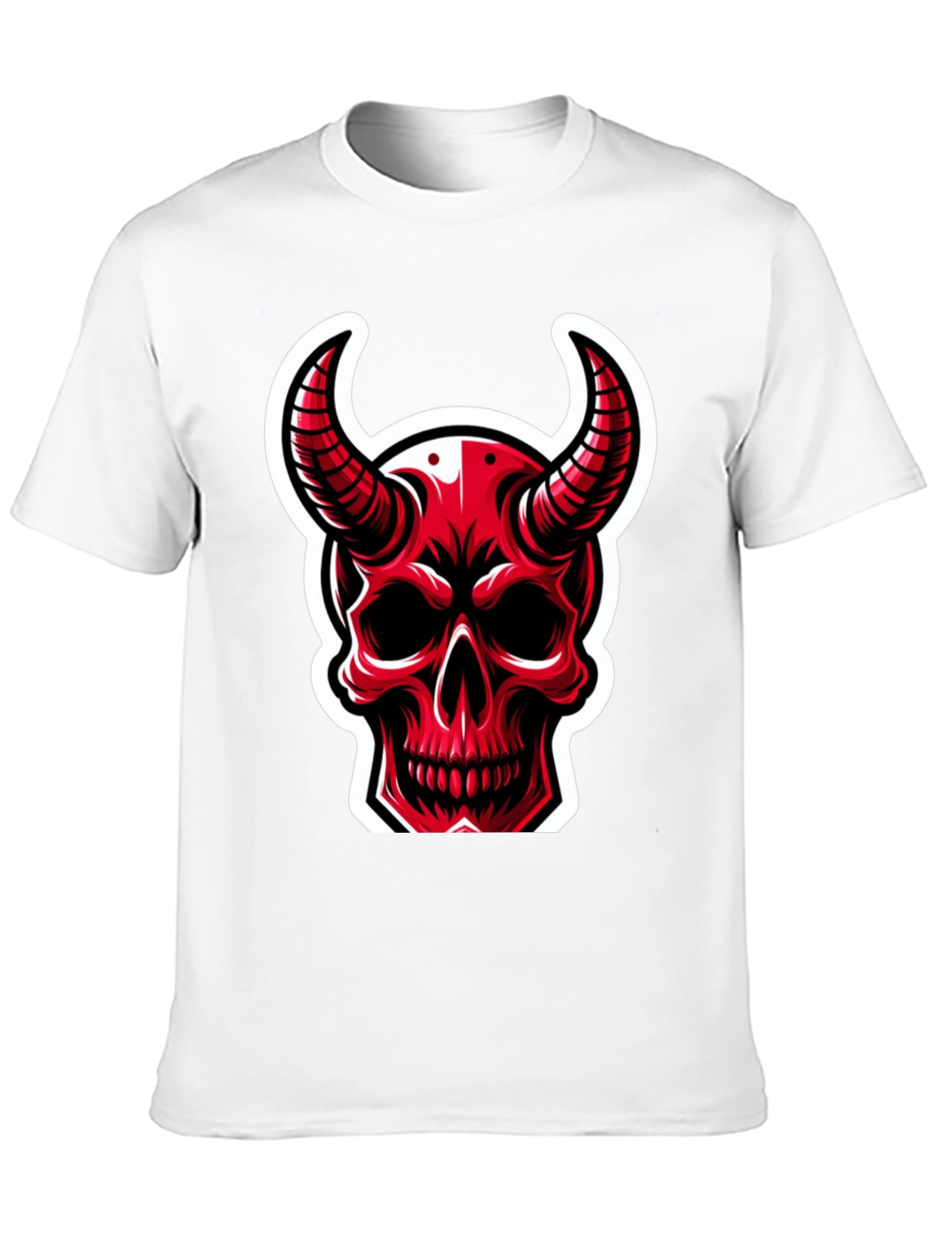 Red Devil Skull Graphic T-Shirt - Black Cotton Tee