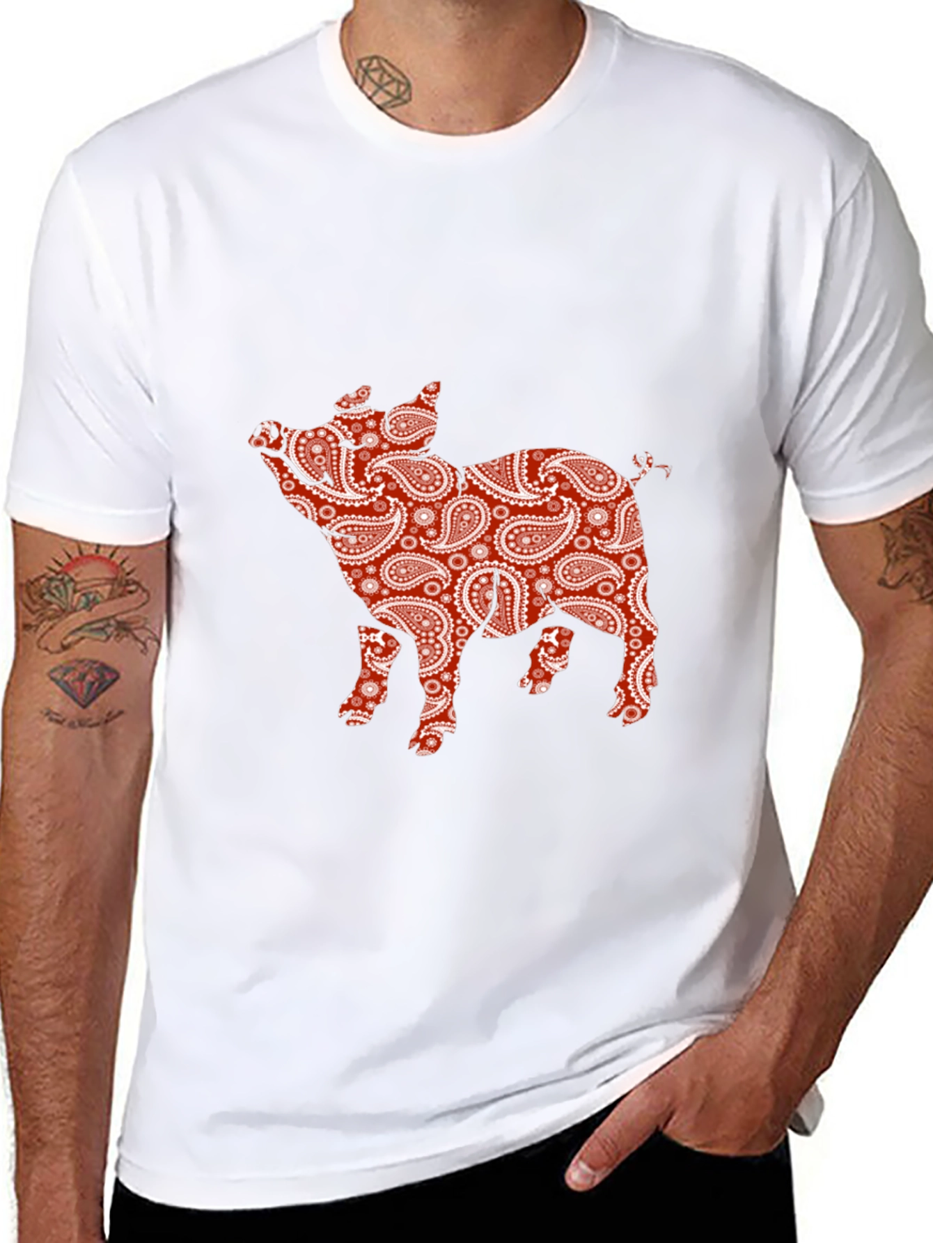 Paisley Pig Print T-Shirt