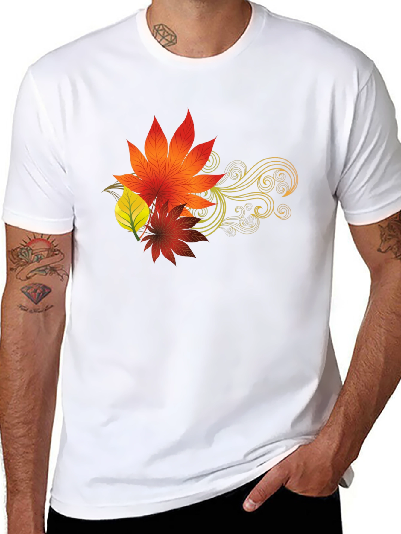 Autumn Leaves Graphic Black T-Shirt