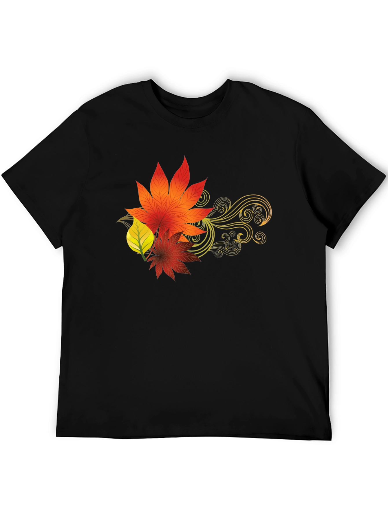 Autumn Leaves Graphic Black T-Shirt