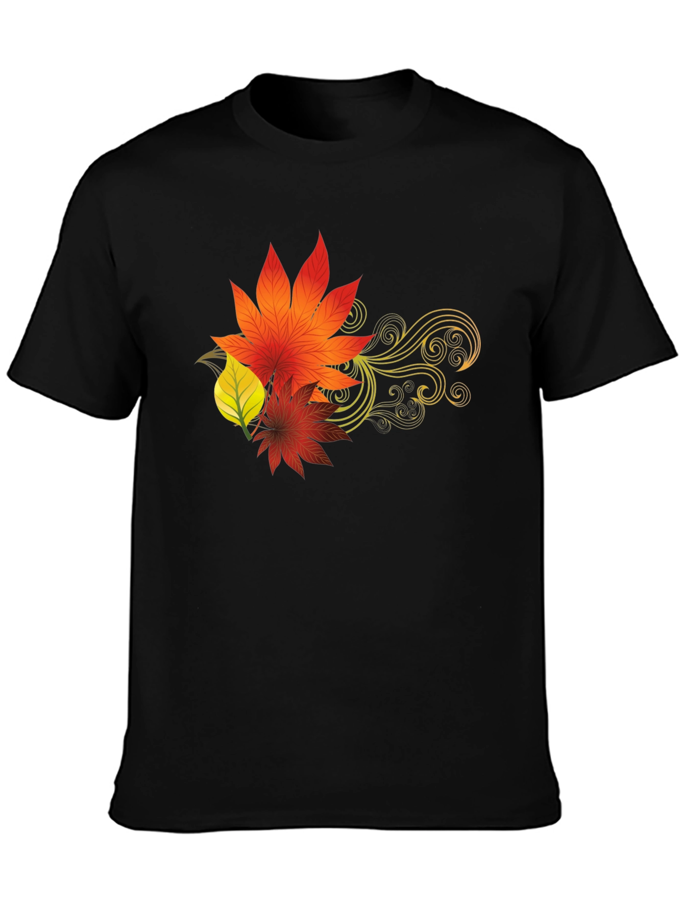 Autumn Leaves Graphic Black T-Shirt