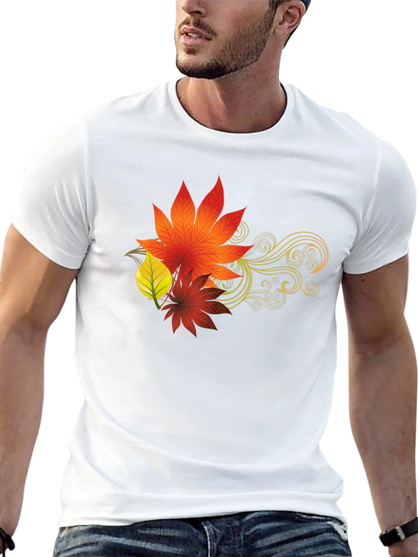 Autumn Leaves Graphic Black T-Shirt