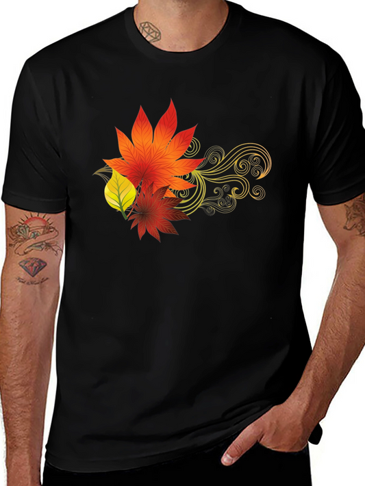 Autumn Leaves Graphic Black T-Shirt