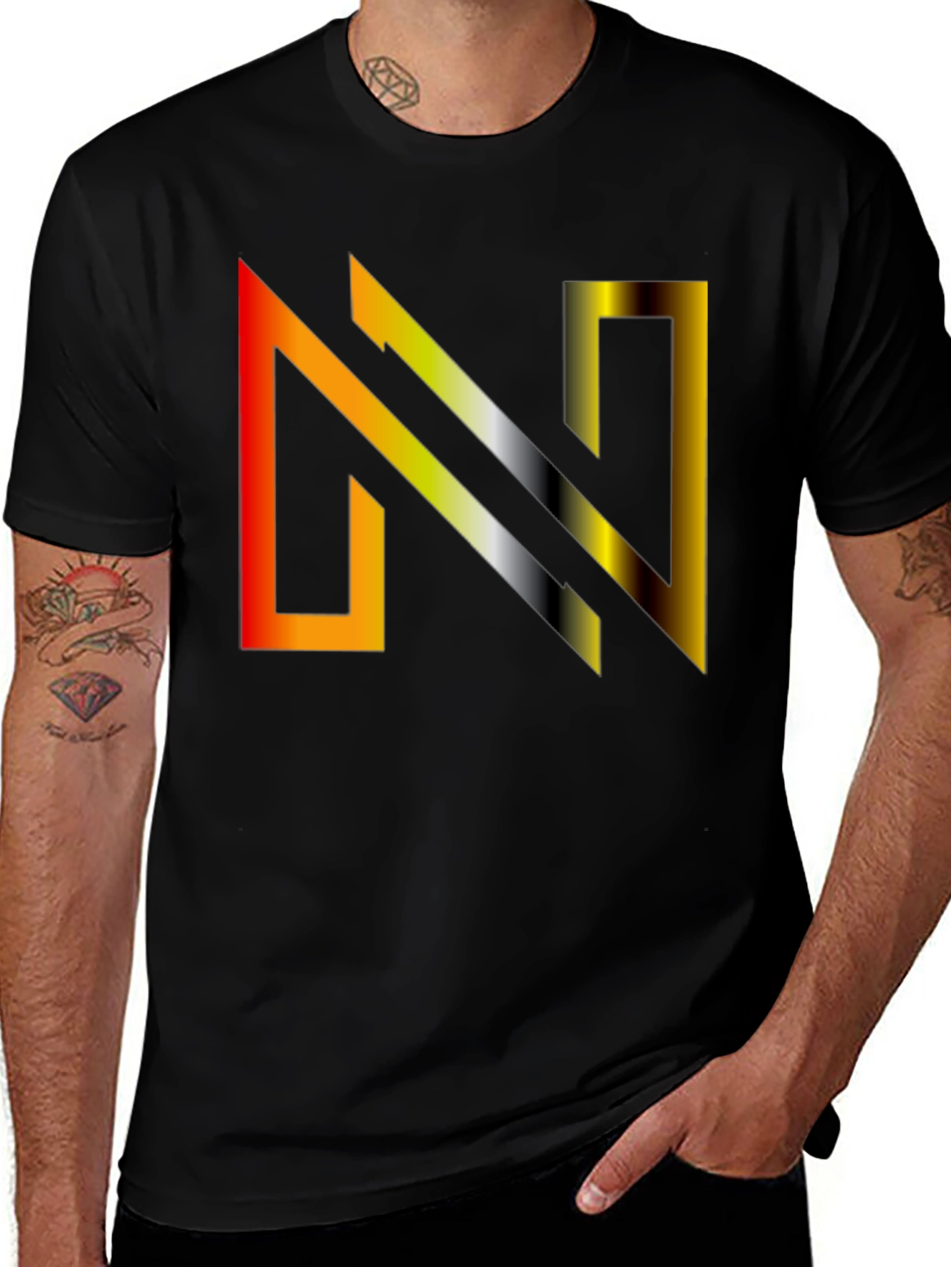 Gradient N Graphic Tee - Modern Style