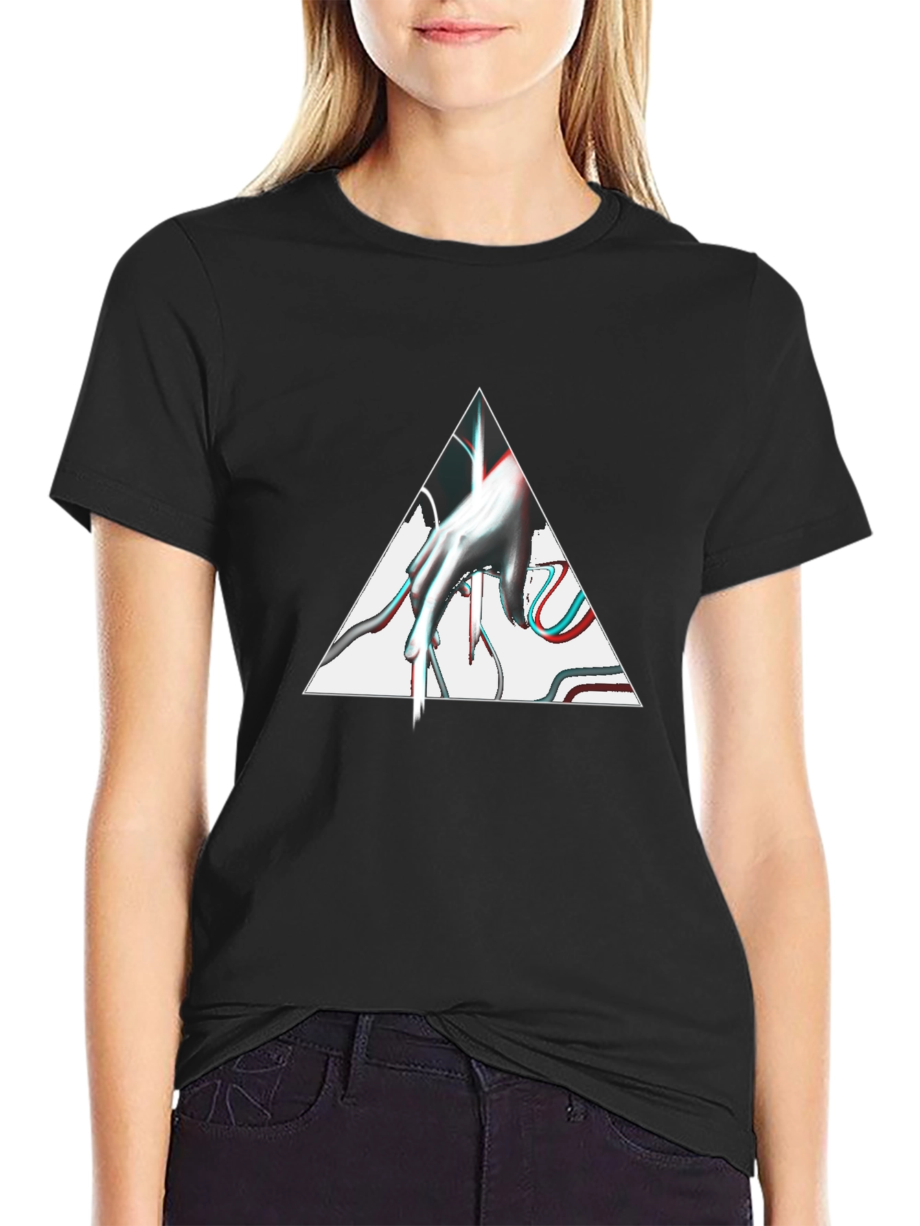 Abstract Hand Triangle Graphic Tee