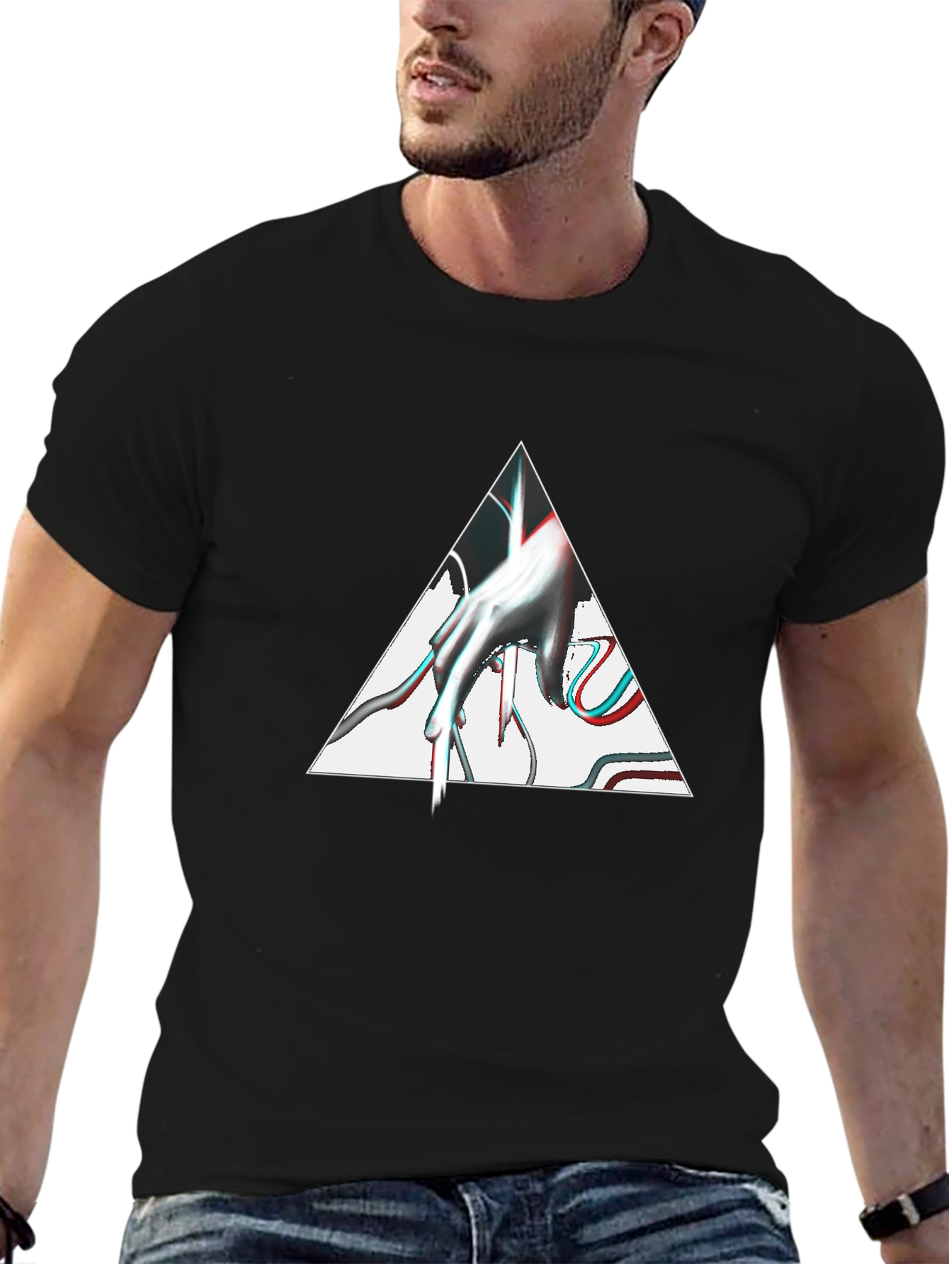 Abstract Hand Triangle Graphic Tee
